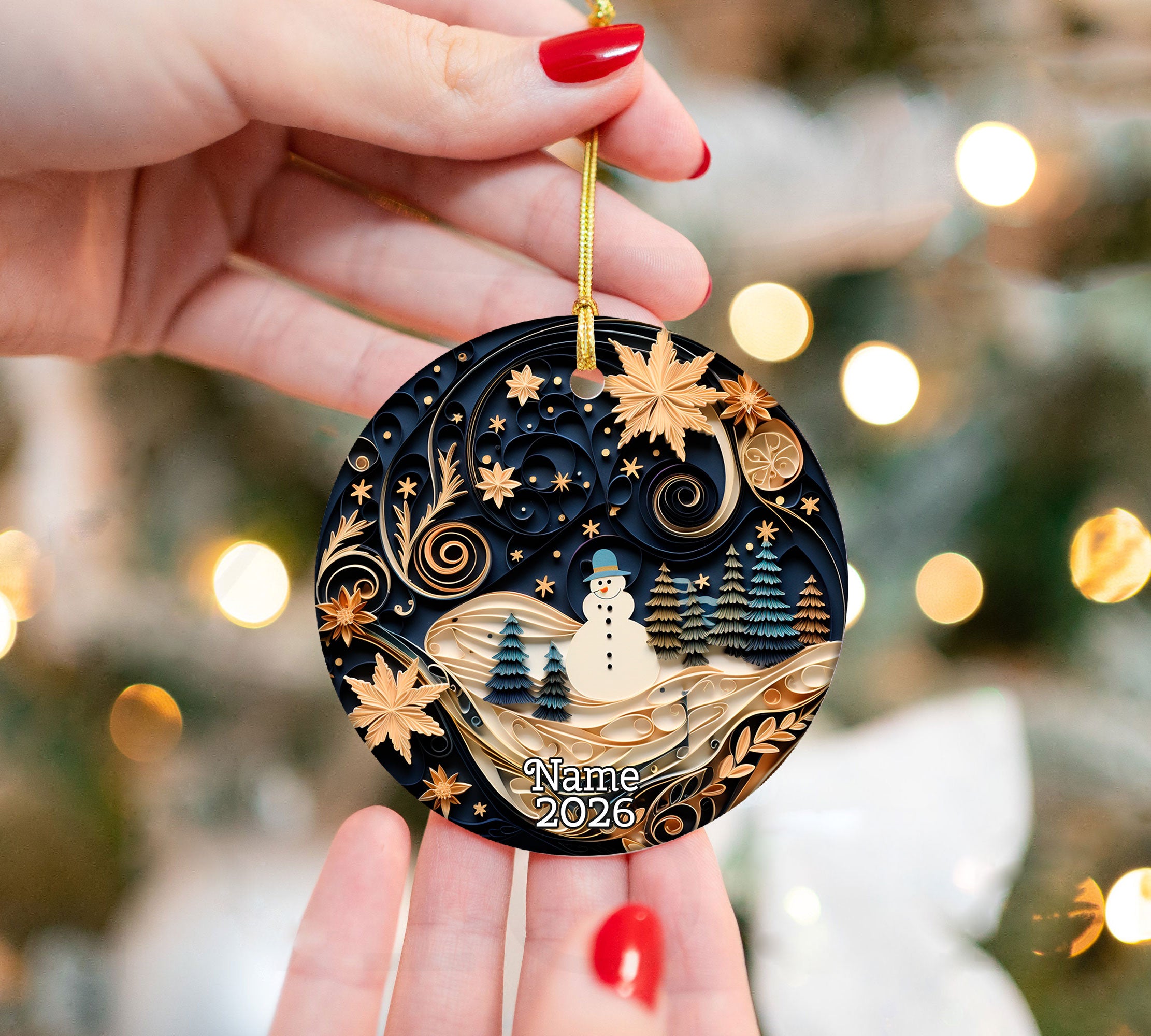 Layered Effect Snowman Christmas Ornament, Christmas 2026 Dated Ornament, Double-Sided Holiday Keepsake, Christmas Tree Gift, Festive Ornament