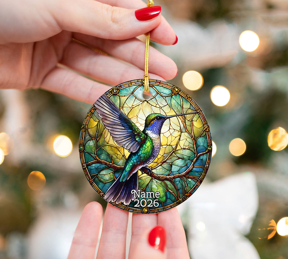 Colorful Hummingbird Stained Glass Ornament 2026, Christmas Ornament, Holiday Tree Decor, Xmas Keepsake