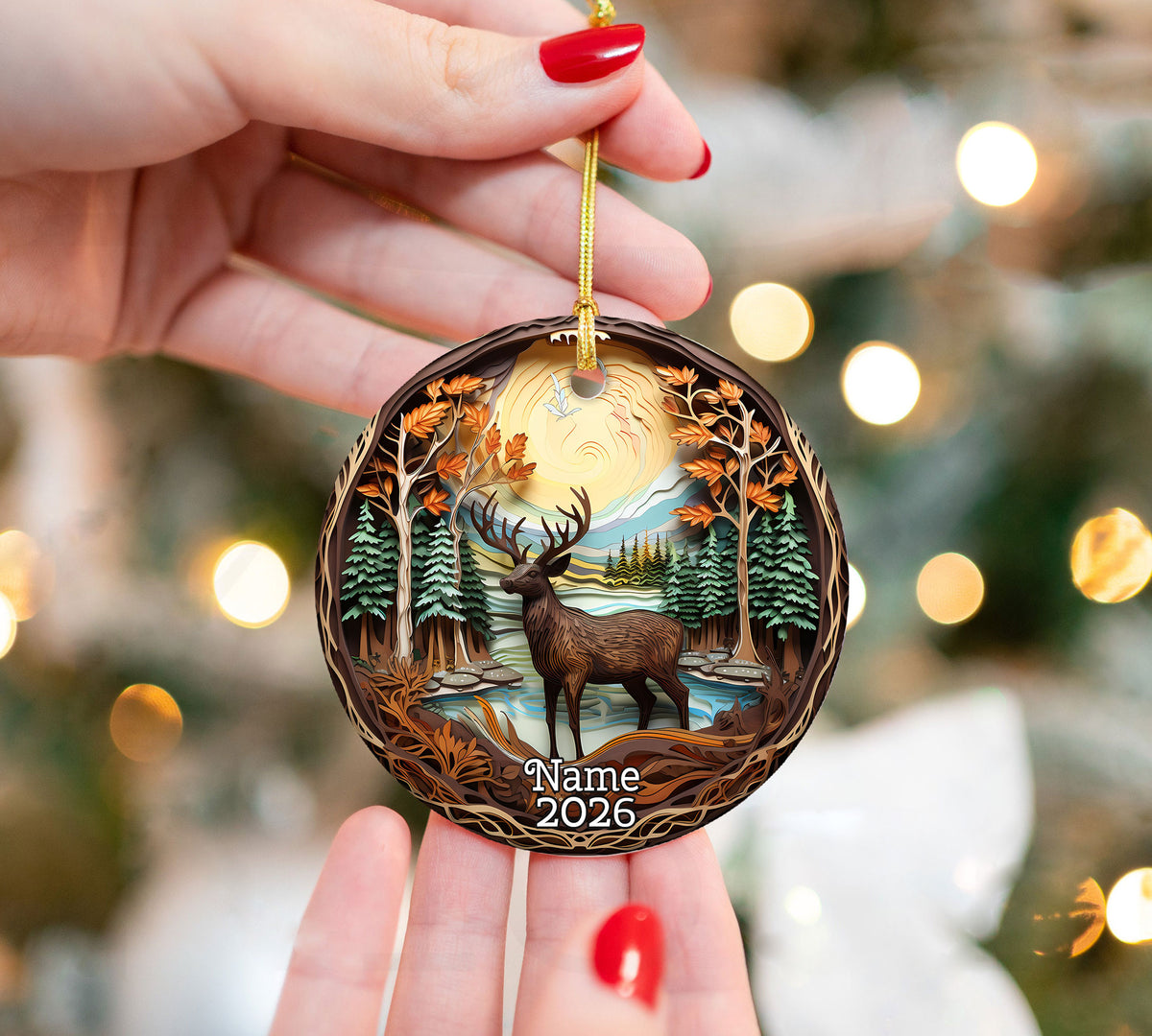 Rustic Deer Ornament 2026, Christmas Tree Ornament, Holiday Decoration, Acrylic Keepsake, Xmas Gift, Christmas Decor