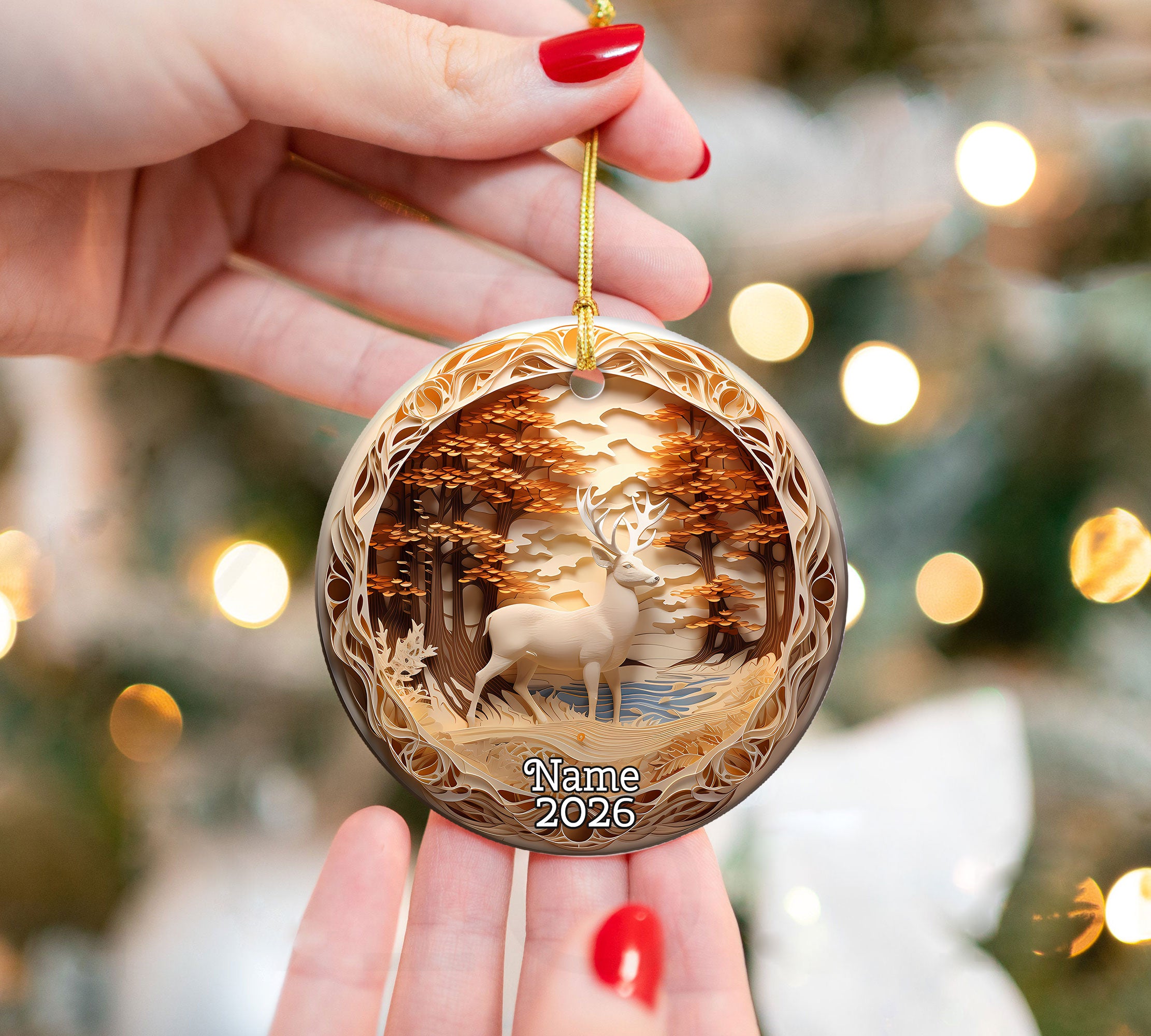 Autumn Forest Deer Ornament 2026, Christmas Tree Decoration, Holiday Keepsake, Rustic Christmas Gift, Seasonal Home Accent