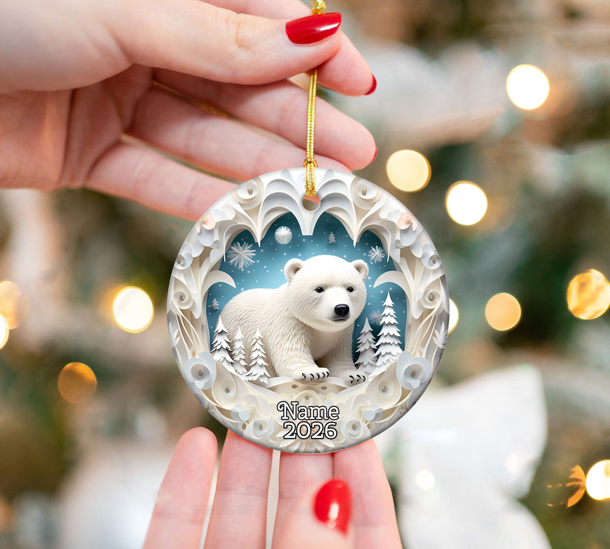 Polar Bear Christmas Ornament 2026, Arctic Bear Ornament, Winter Wildlife Tree Decor, Holiday Keepsake, Christmas Gift