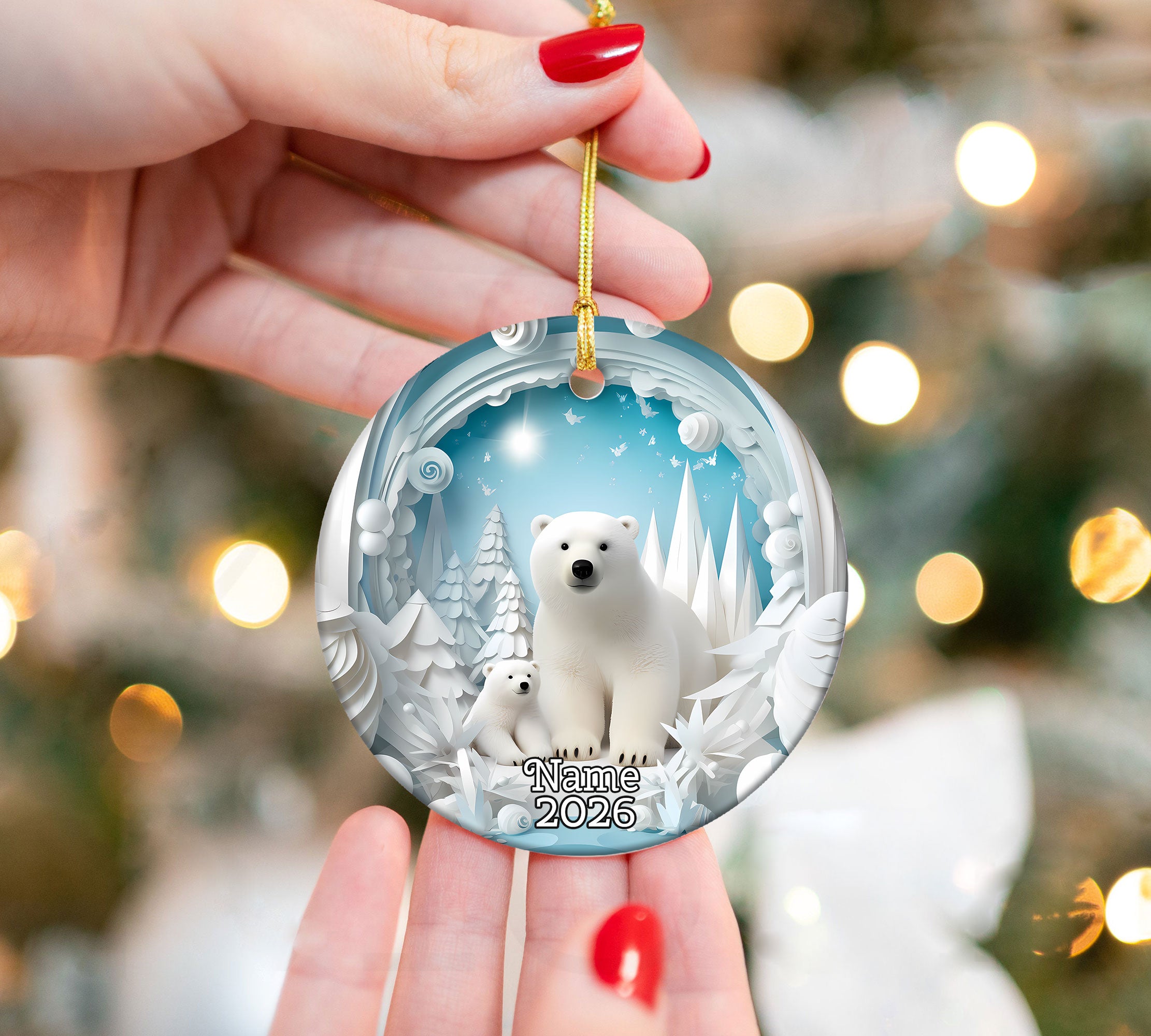 Baby Polar Bear Ornament 2026, Winter Animal Christmas Ornament, Arctic Holiday Decor, Christmas Keepsake