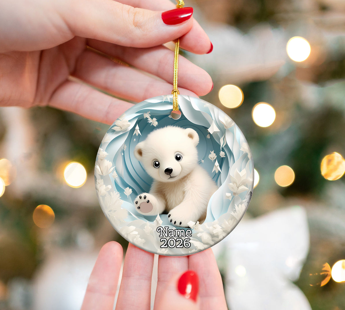 Baby Polar Bear Ornament 2026, Winter Animal Christmas Ornament, Arctic Holiday Decor, Christmas Keepsake