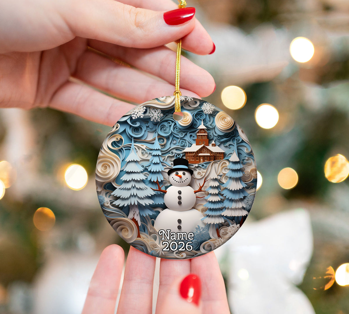 Snowman Ornament, Christmas Tree Ornament, Holiday Decoration, Christmas Keepsake Gift