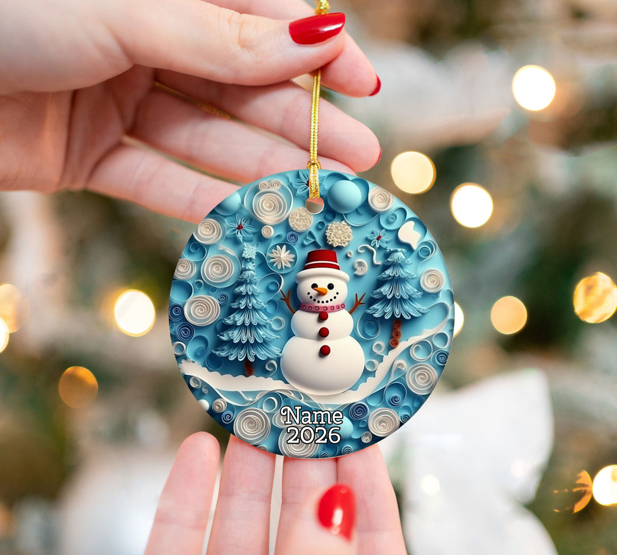 Snowman Tree Ornament 2026, Christmas Paper Art Ornament, Winter Holiday Decor, Seasonal Christmas Decoration, Gift Idea