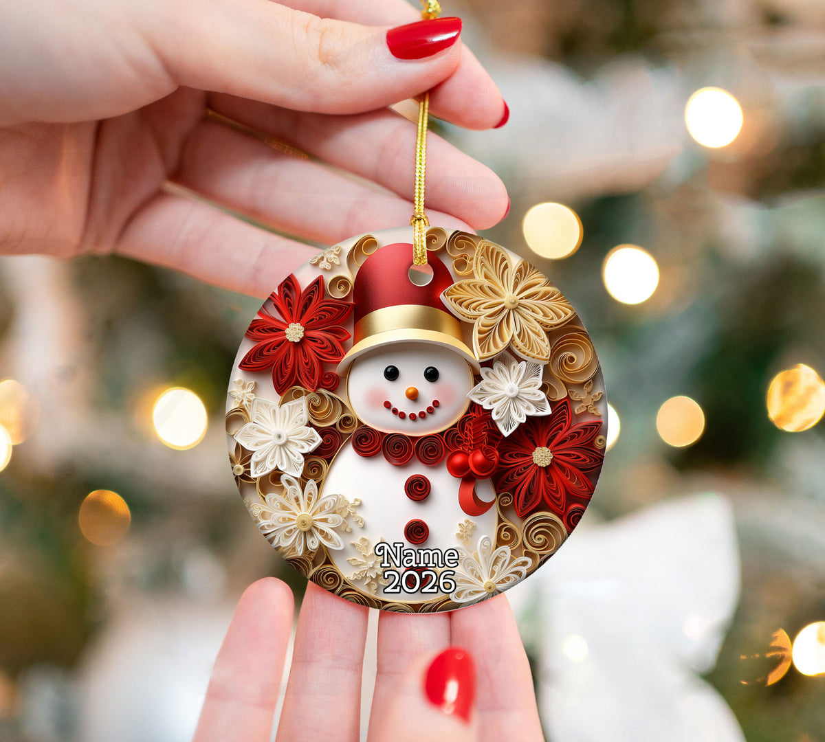 Christmas Ornament 2026, Festive Snowman Ornament, Christmas Decor, Holiday Keepsake, Xmas Gift, Tree Decoration