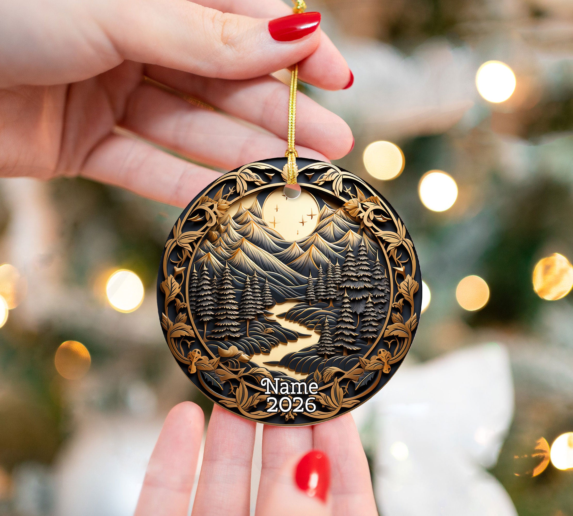 Mountain Forest Ornament, Christmas Tree Ornament 2026, Christmas Ornament, Holiday Deco