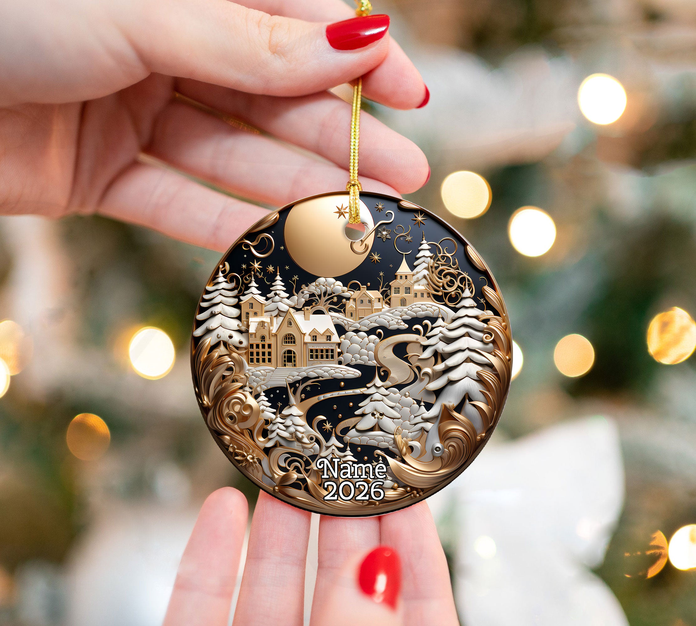 Peaceful Winter Landscape Ornament 2026, Christmas Tree Ornament, Holiday Decoration, Ceramic Keepsake