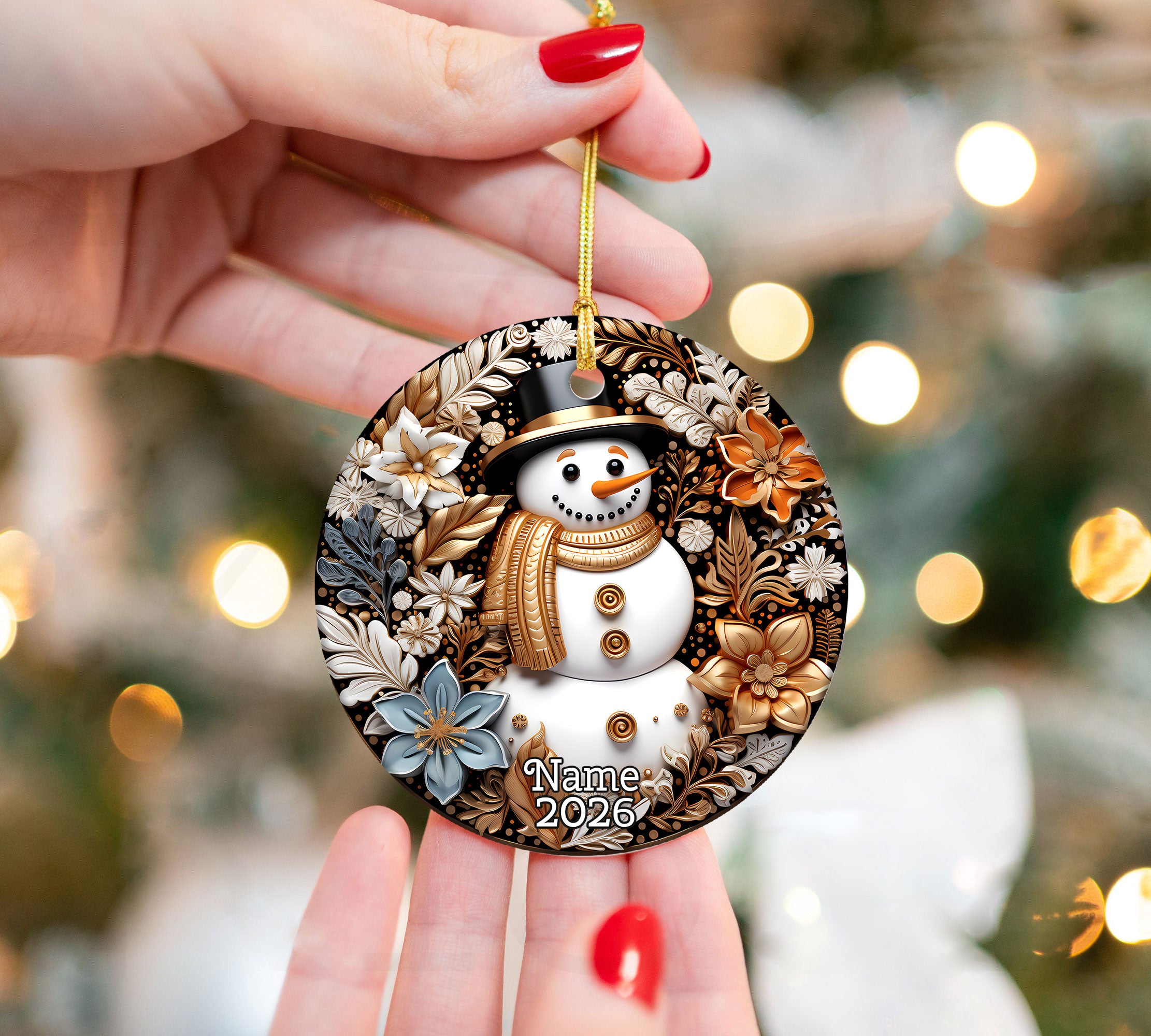 Winter Wonderland Snowman Ornament, Christmas Tree Keepsake, Holiday Decoration