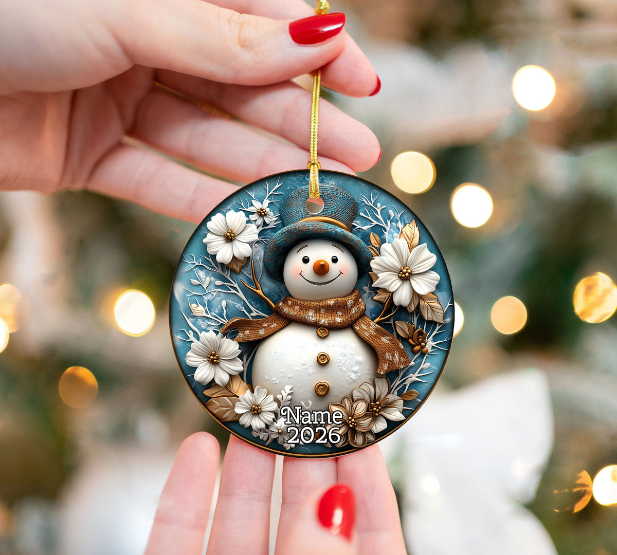 Blue Snowman Christmas Ornament 2026, Winter Tree Ornament, Holiday Keepsake Decoration
