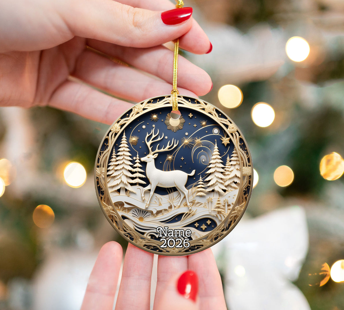 Deer Ornament, Majestic Stag Christmas Ornament, Woodland Christmas Decor, Rustic Holiday Tree Ornament