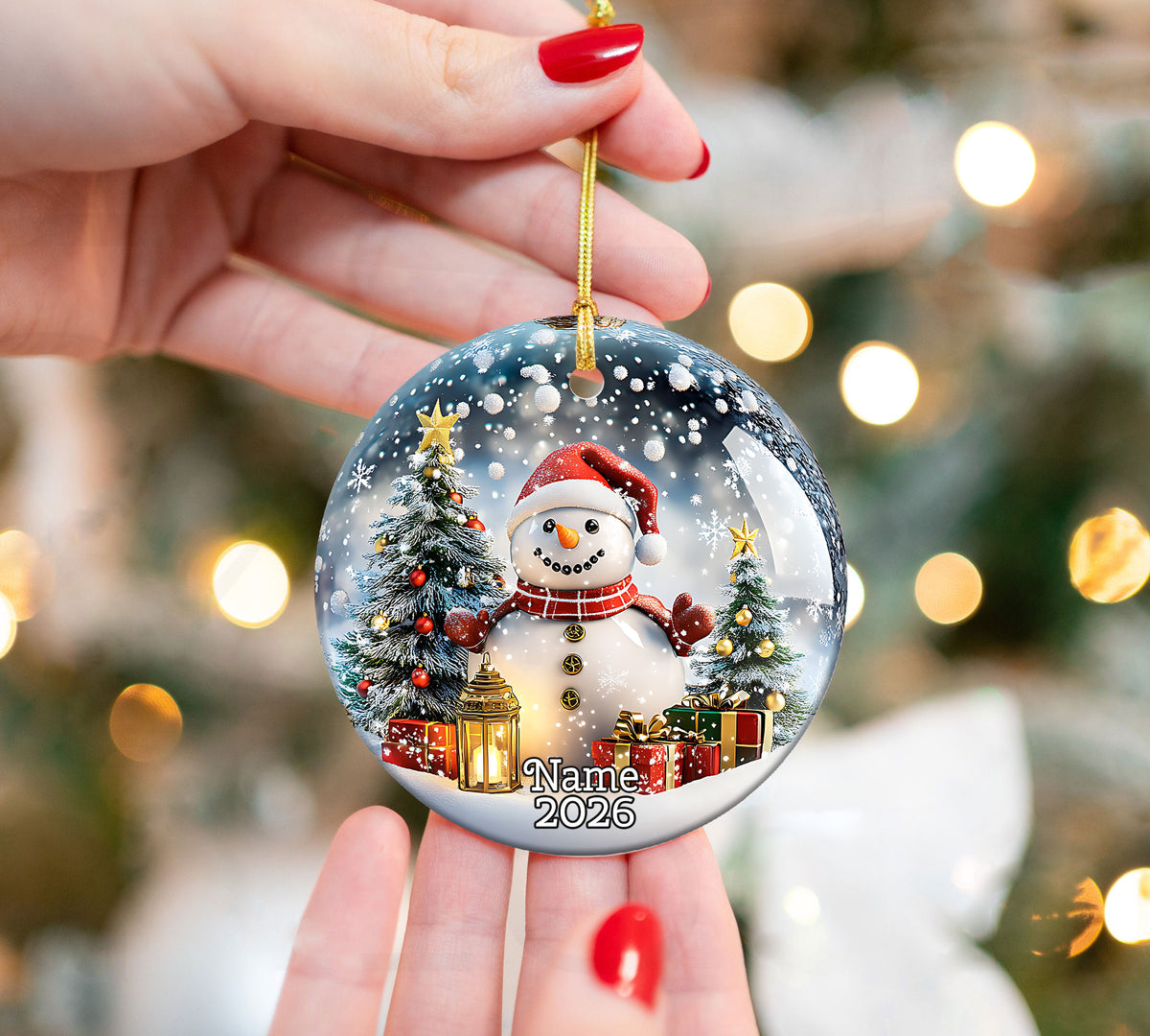Christmas Snowman Ornament 2026, Cute Winter Ceramic Ornament, Holiday Tree Decoration, Christmas Keepsake Gift for Friends and Family