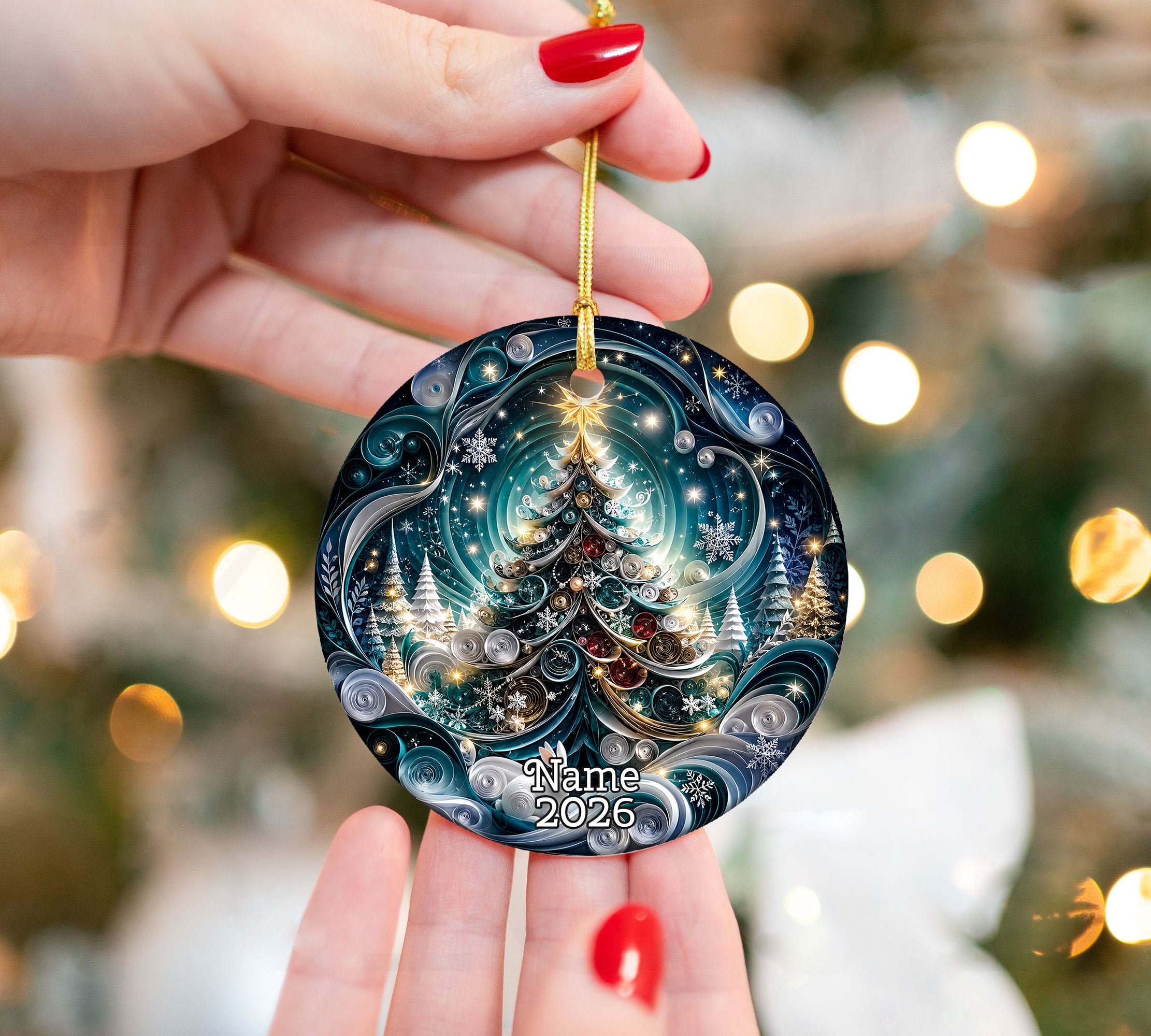 Blue Christmas Ornament 2026, Christmas Tree Decoration, Winter Holiday Decor, Xmas Keepsake Ornament