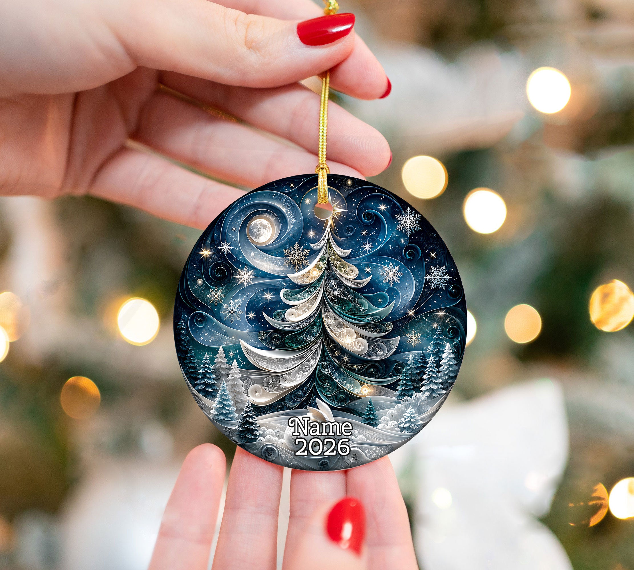 Christmas Tree Ornament 2026, Blue Holiday Ornament, Winter Christmas Decoration, Keepsake Ornament, Xmas Tree Decor