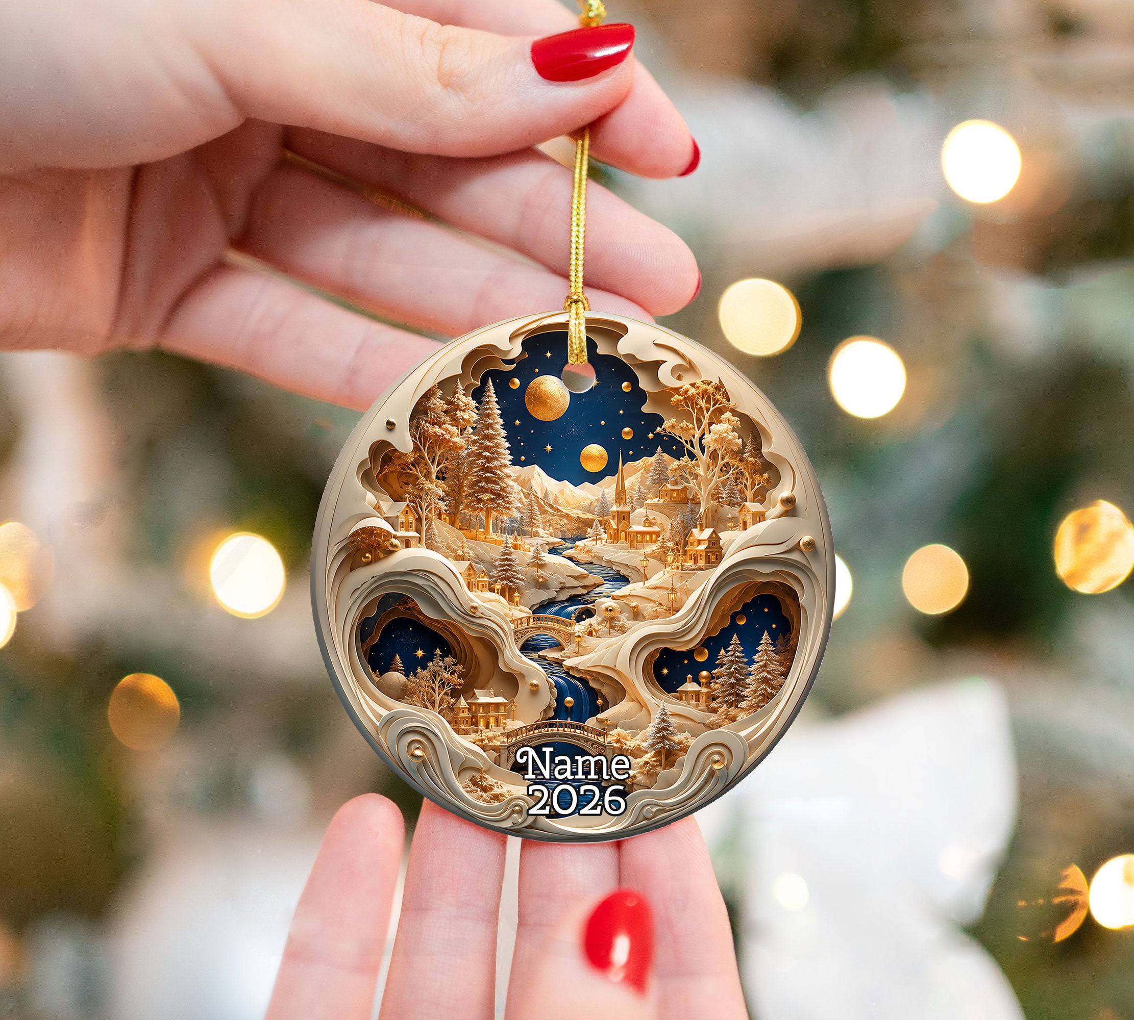 Winter Village Christmas Ornament 2026, Snowy Christmas Tree Decor, Holiday Village Ornament, Christmas Keepsake