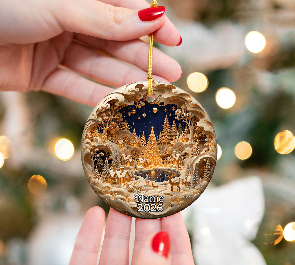 Christmas Ornament 2026, Snowy Village Scene, Winter Christmas Village Decor, Holiday Tree Ornament, Christmas Keepsake Gift