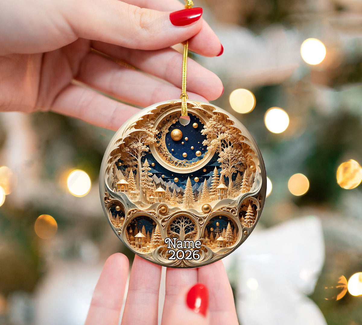Christmas Ornament 2026, Snowy Village Scene, Winter Christmas Village Decor, Holiday Tree Ornament, Christmas Keepsake Gift (Copy)
