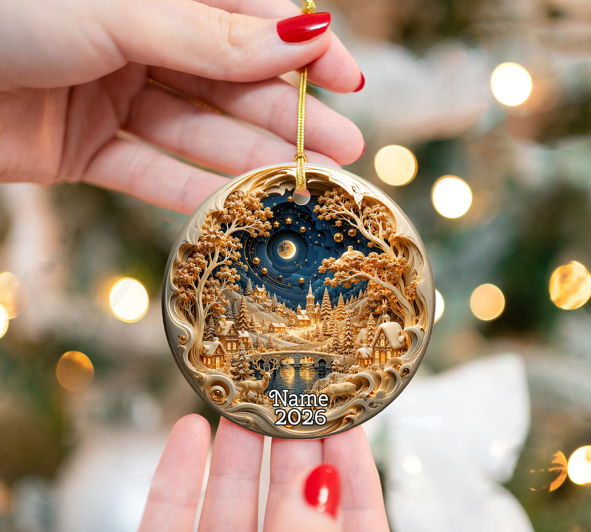 Holiday Village Ornament 2026, Christmas Village Decoration, Winter Snow Scene Ornament, Christmas Keepsake