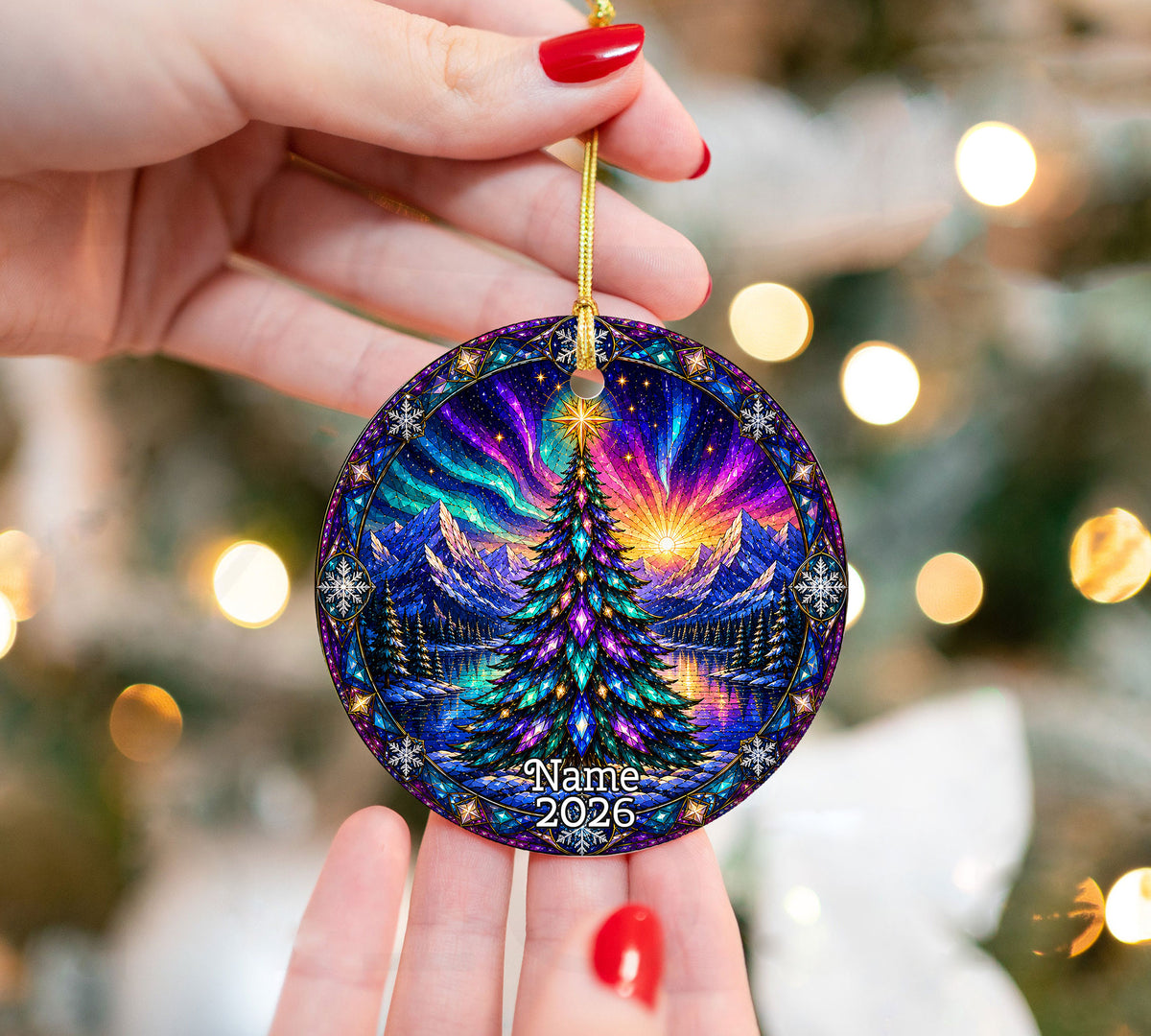 Aurora Christmas Tree Ornament 2026, Winter Landscape Ornament, Holiday Christmas Decor, Northern Lights Tree Decoration