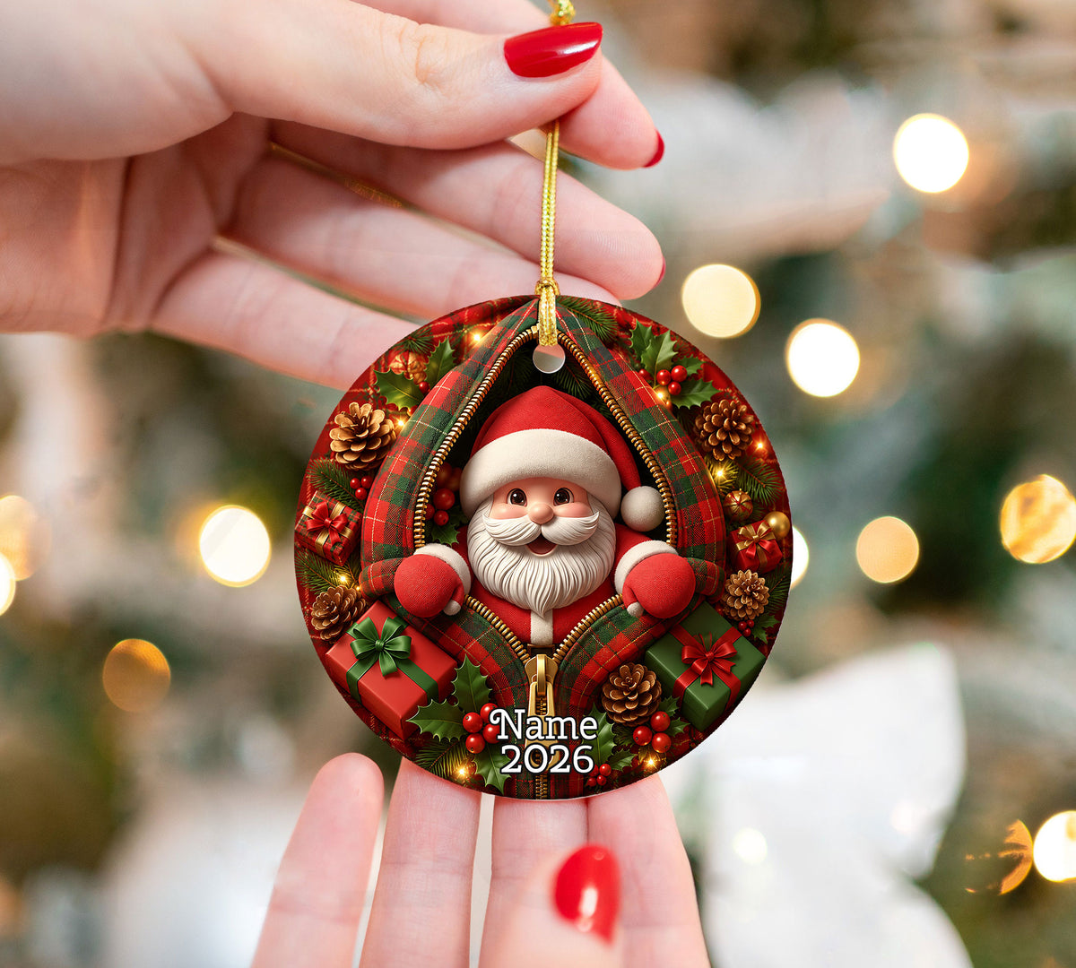 Cute Santa Ornament 2026, Christmas Santa Claus Ornament, Funny Santa Decor, Christmas Tree Ornament