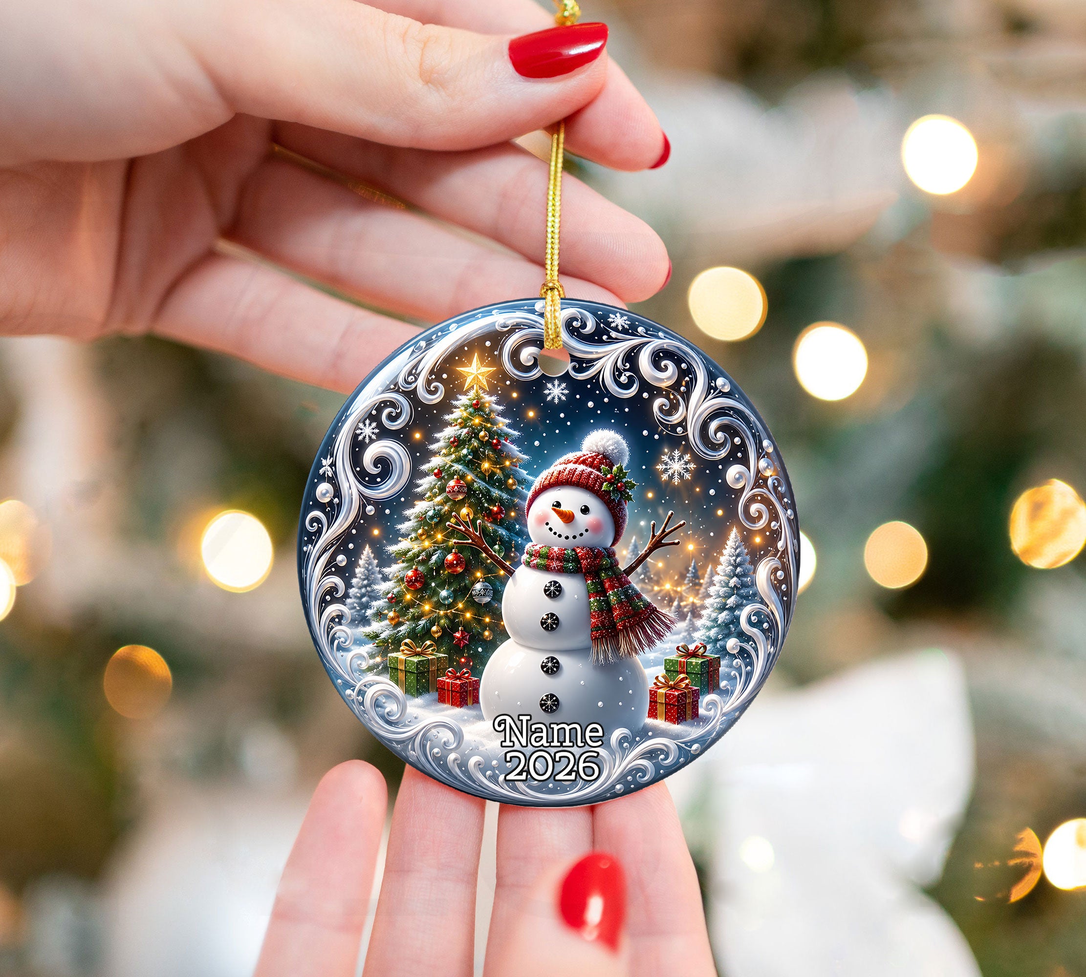 Christmas Snowman Ornament 2026, Winter Tree Ornament, Holiday Keepsake Decoration