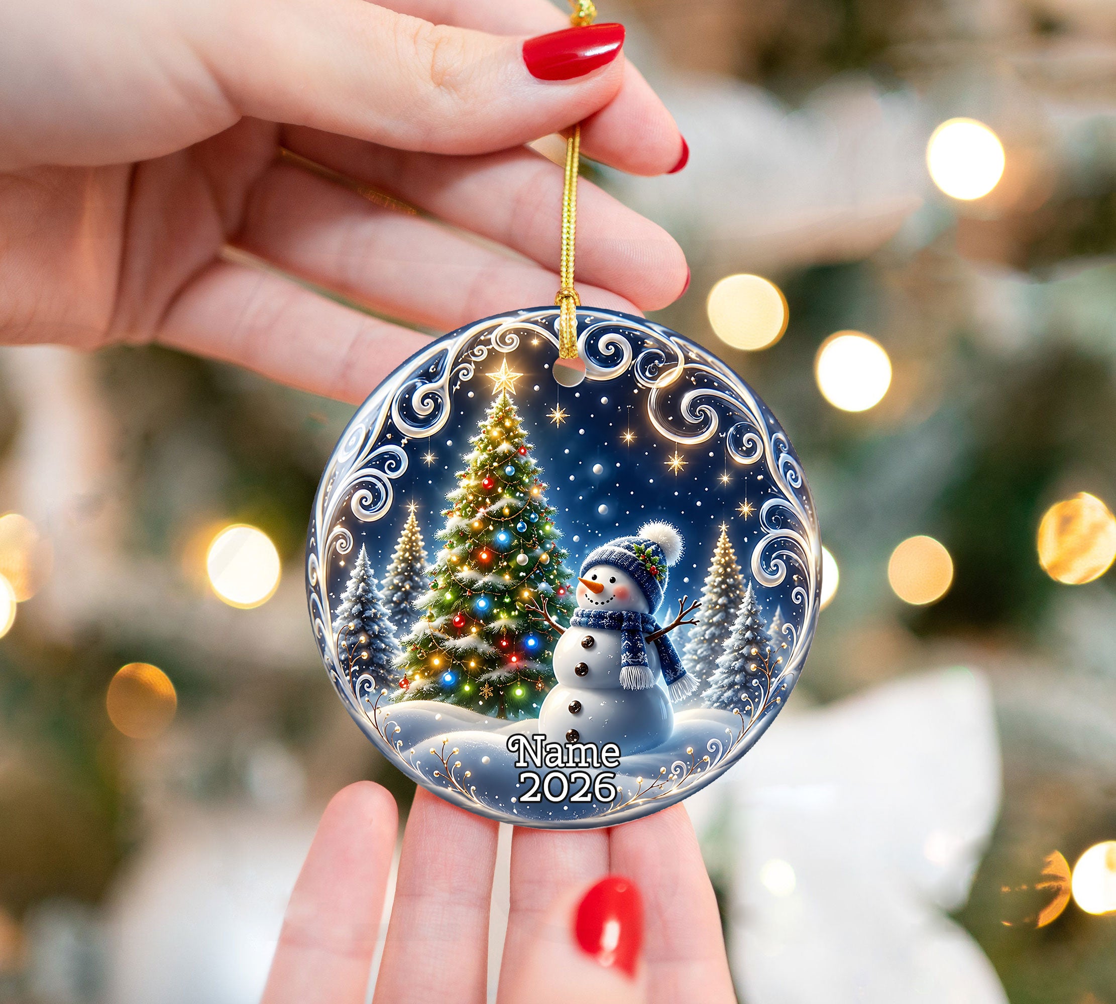 Snowman Christmas Tree Ornament 2026, Winter Holiday Ornament, Christmas Decoration, Family Keepsake Gift