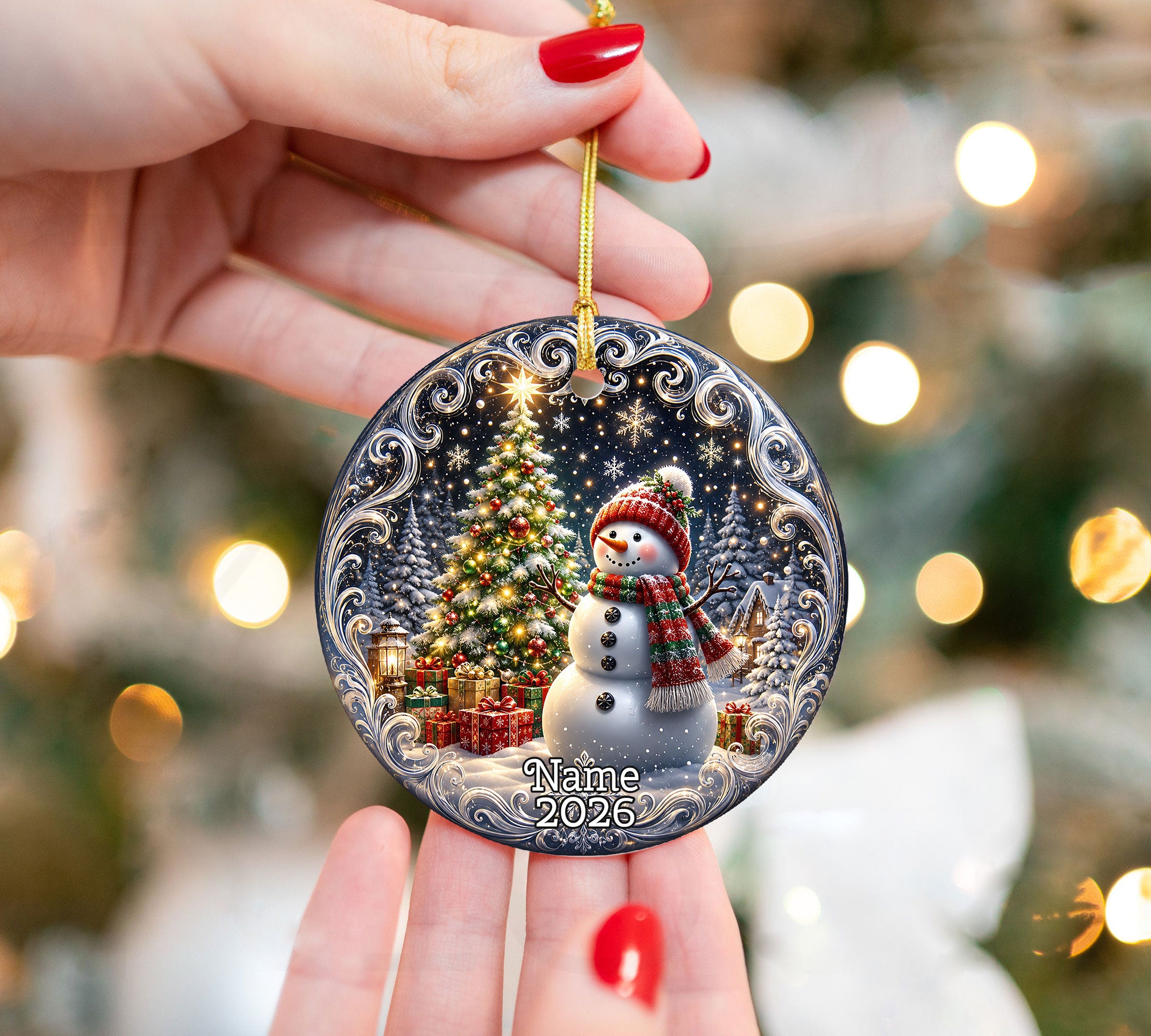 Blue Winter Christmas Ornament 2026, Snowman Tree Ornament, Holiday Keepsake Decoration, Christmas Gift
