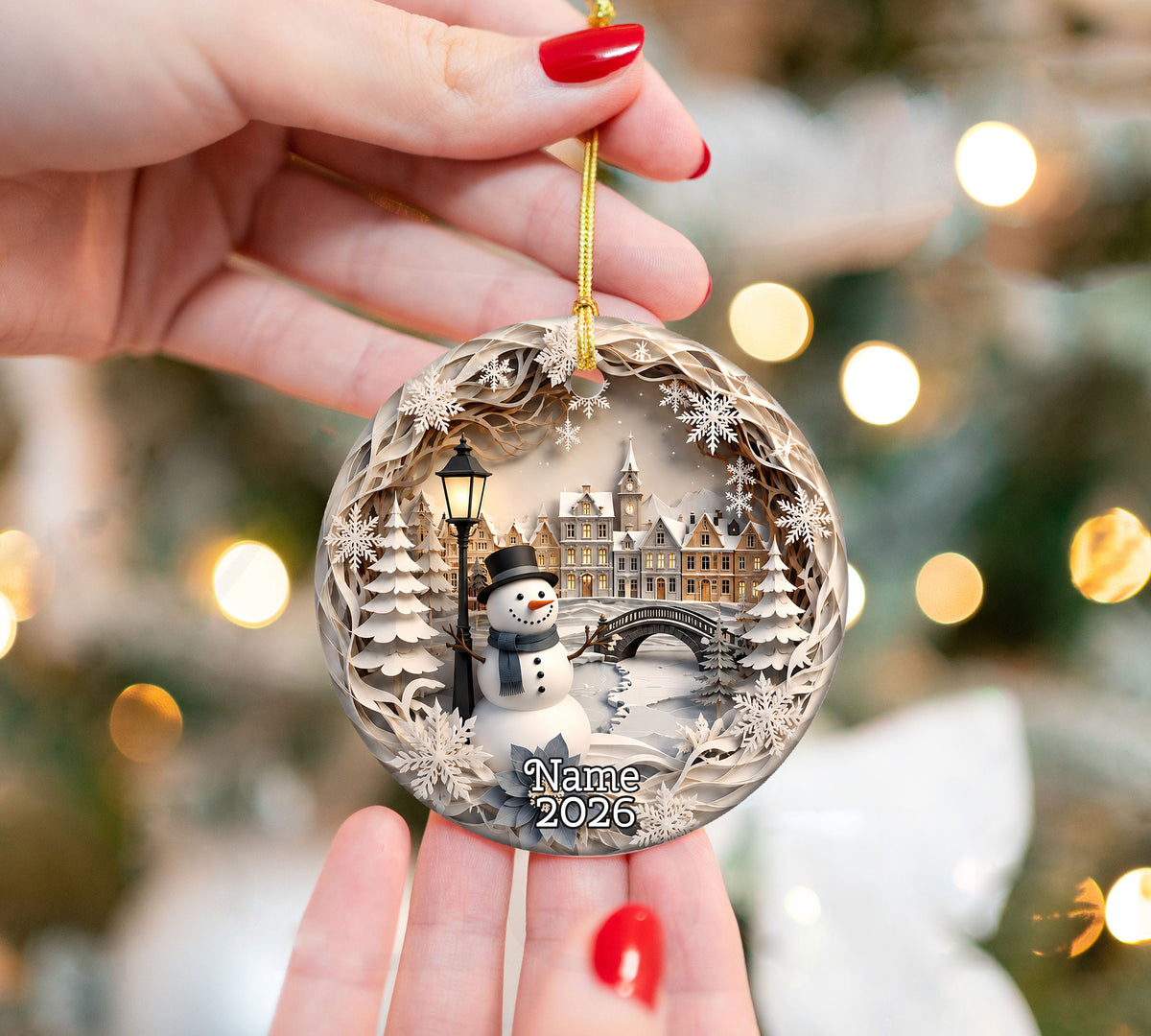 Snowman Christmas Ornament 2026, Winter Village Ornament, Christmas Tree Decoration