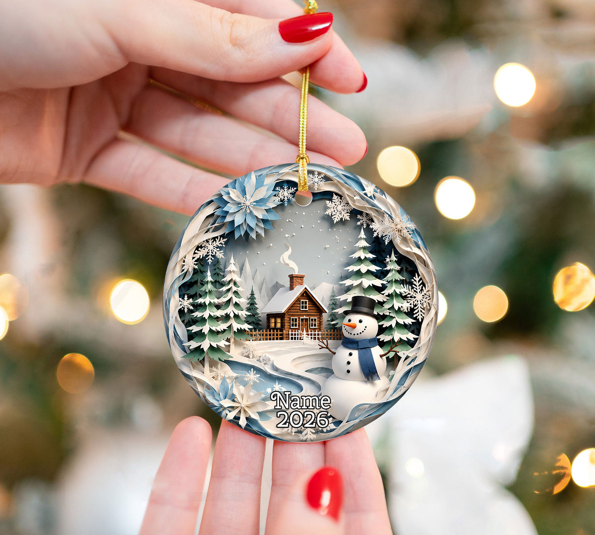 Snowman Christmas Tree Ornament 2026, Winter Village Holiday Ornament, Snowy Christmas Decoration
