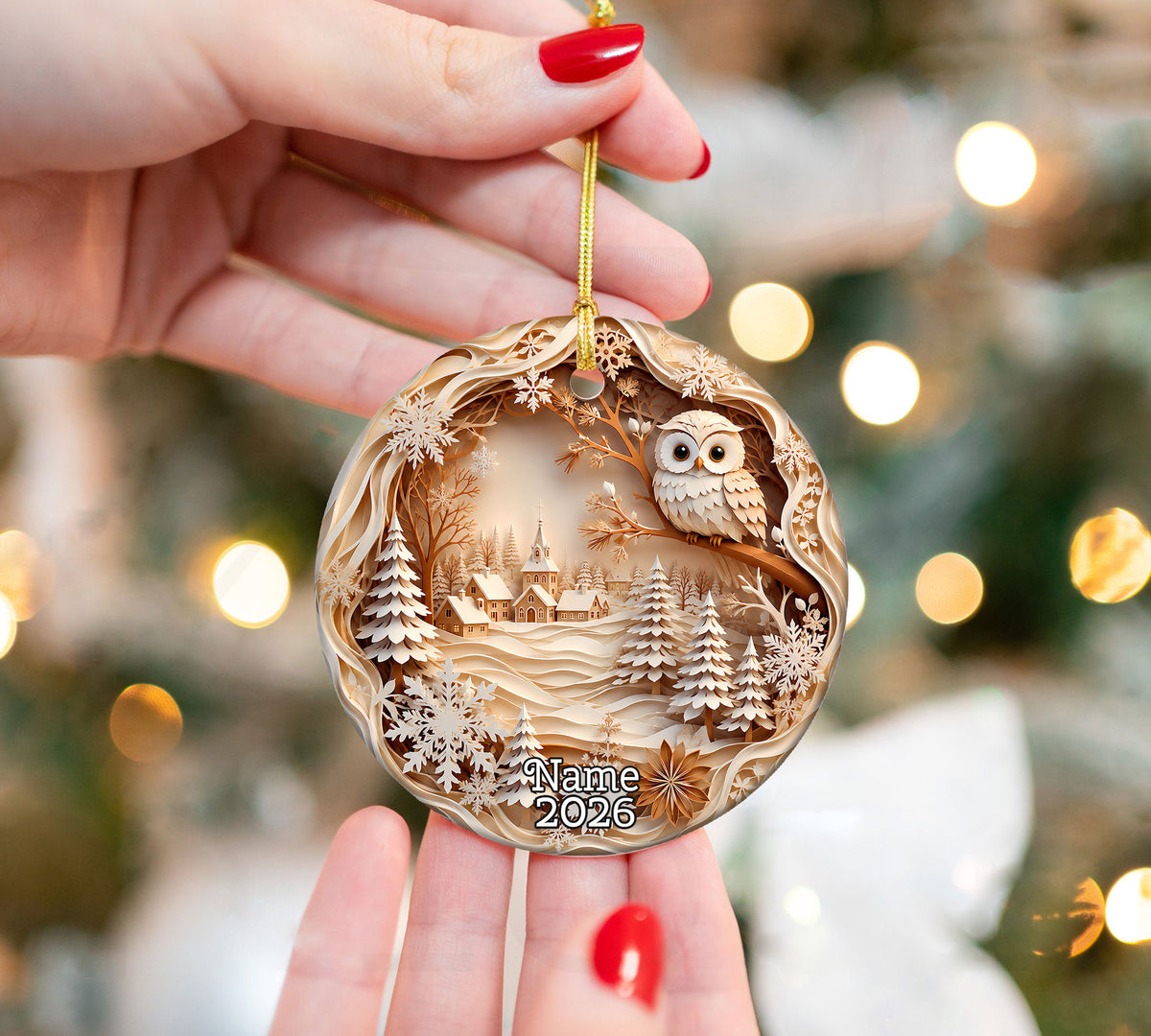 Christmas Owl Ornament 2026, Winter Village Tree Ornament, Holiday Christmas Decoration, Family Keepsake Gift