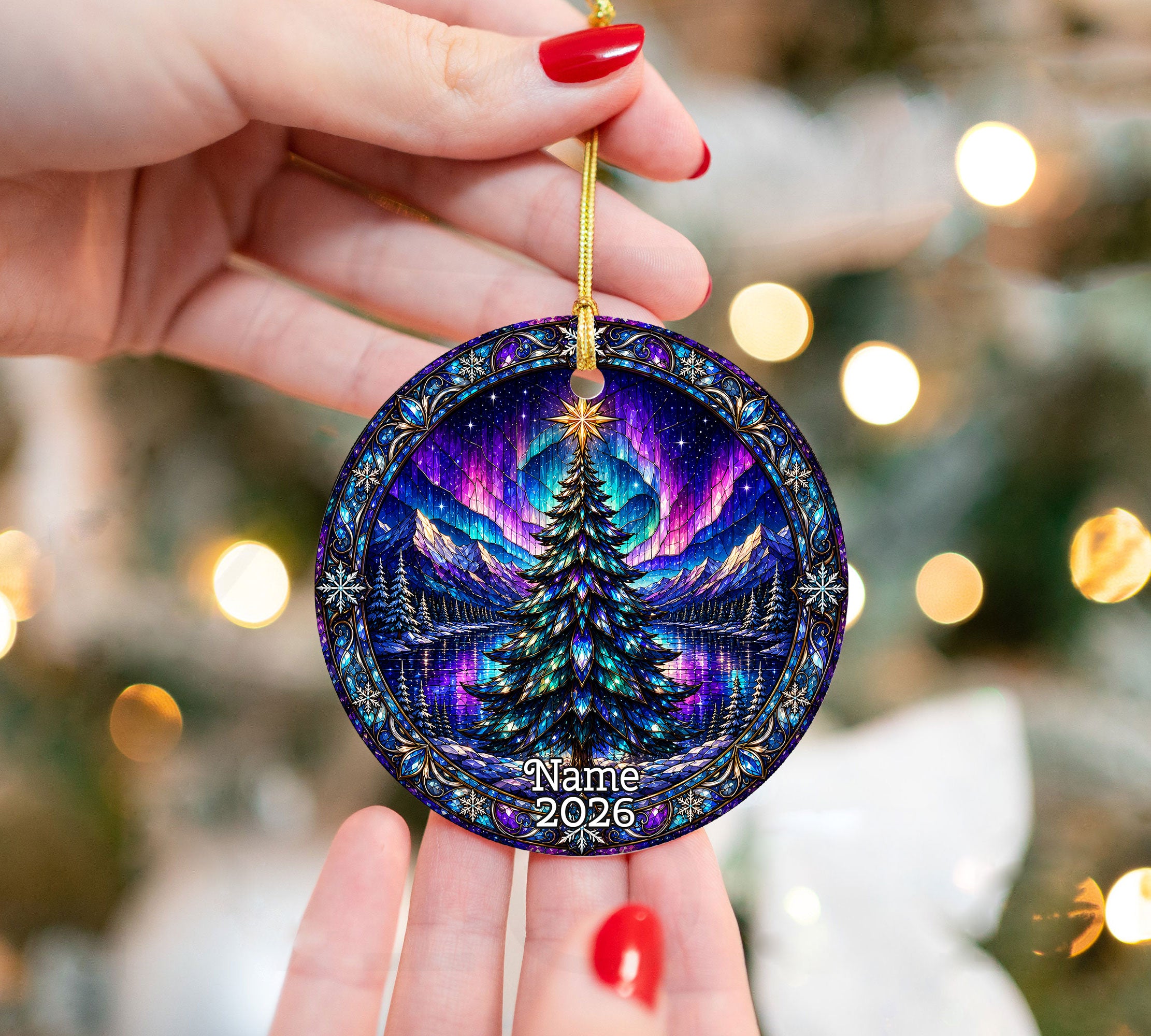 Northern Lights Christmas Ornament 2026, Christmas Tree Ornament, Aurora Winter Landscape Ornament