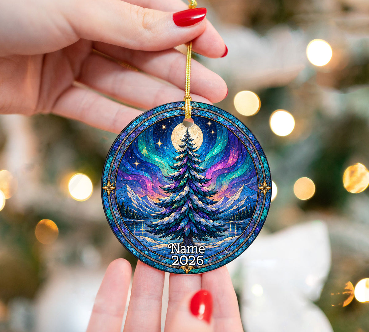 Christmas Tree Keepsake Ornament 2026, Northern Lights Holiday Ornament, Aurora Winter Decoration