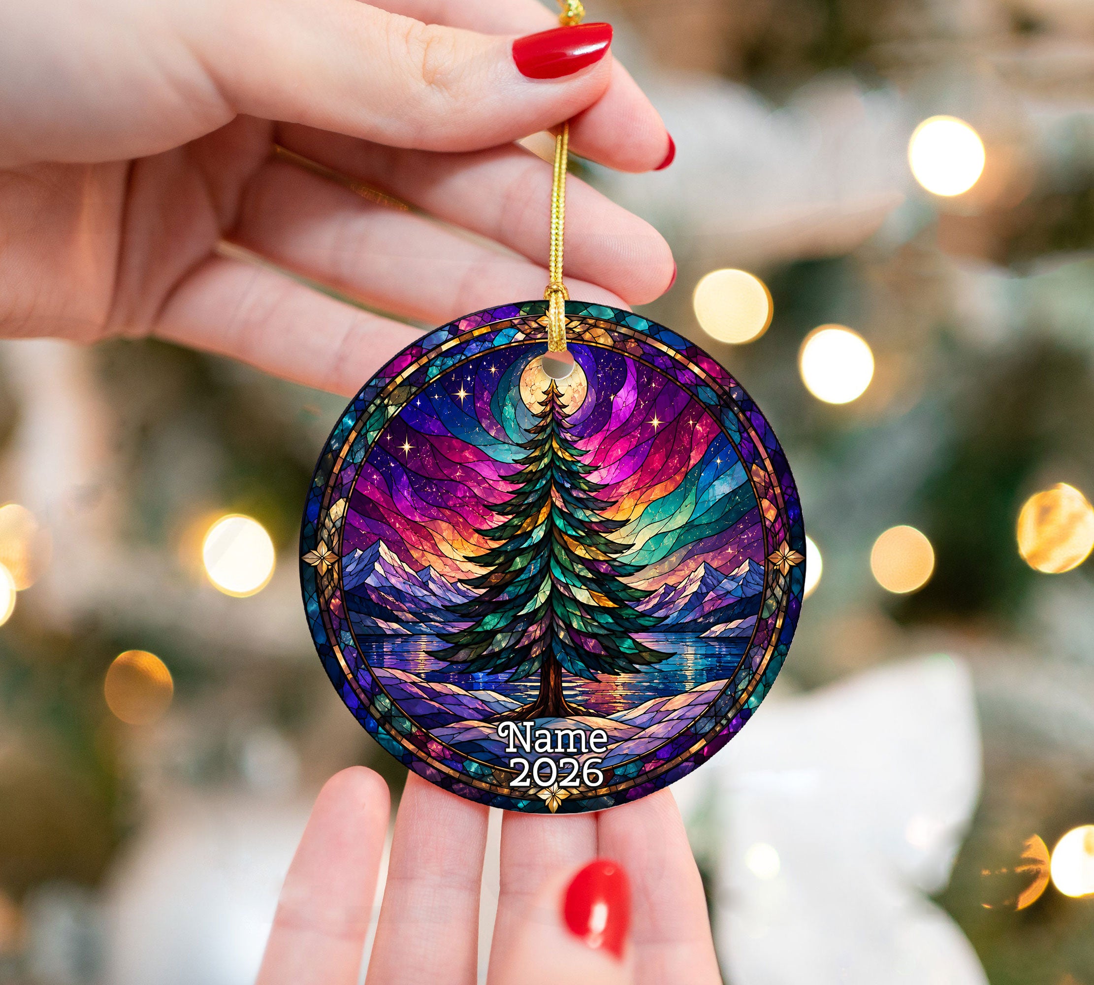 Northern Lights Christmas Tree Ornament 2026, Aurora Winter Landscape Ornament, Holiday Decoration