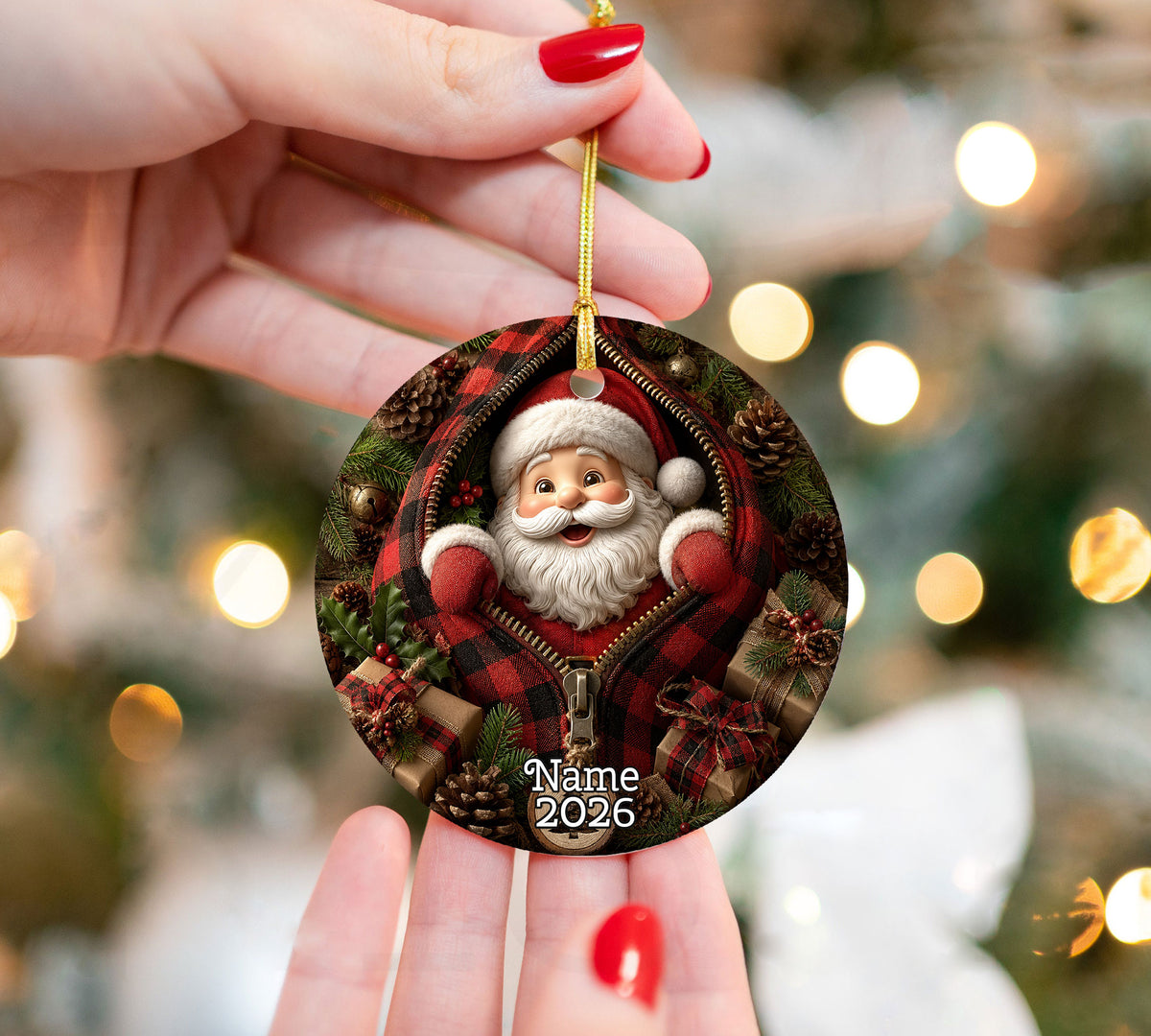Christmas Ornament 2026 Santa Claus Design, Cute Holiday Tree Decoration, Xmas Keepsake Ornament