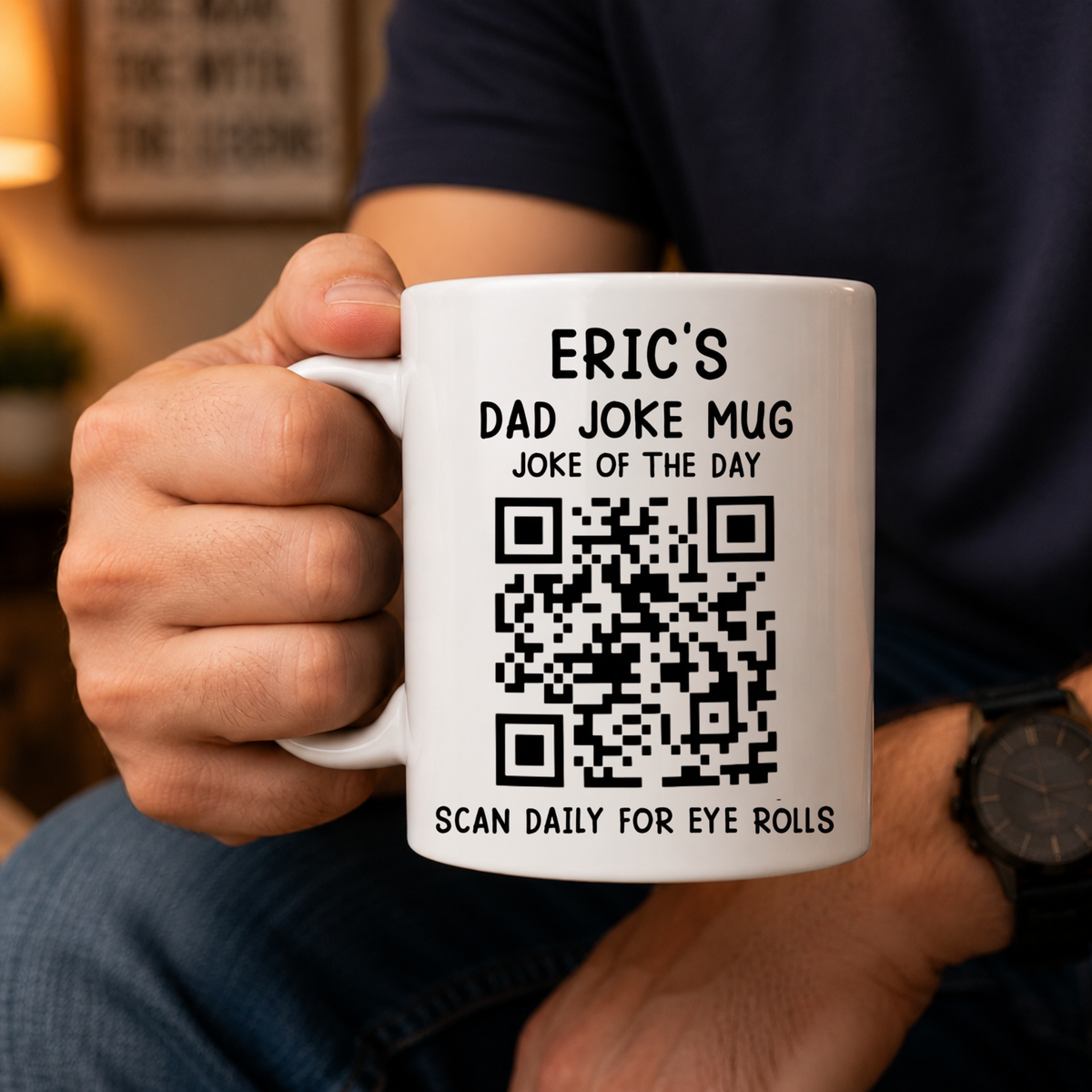 Custom Dad Joke Mug, Scan Daily For Dad Jokes, Funny Father Day Coffee Cup