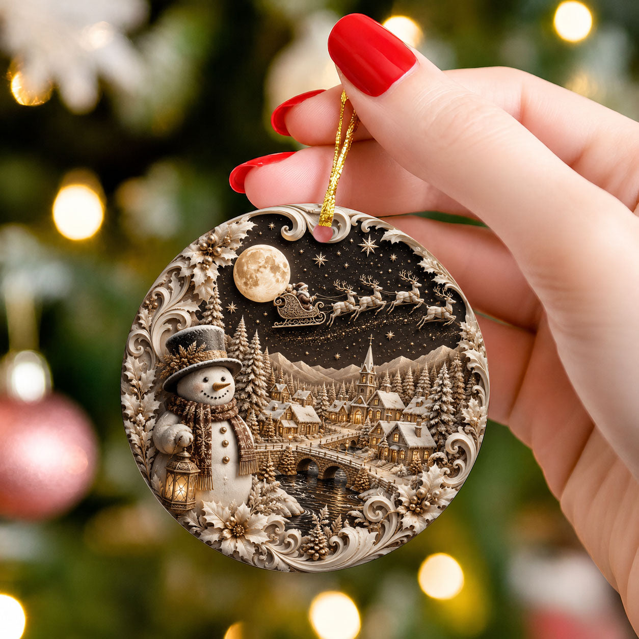 Cute Snowman Ornament 2026, Christmas Ceramic Ornament, Winter Tree Decoration, Holiday Keepsake Gift