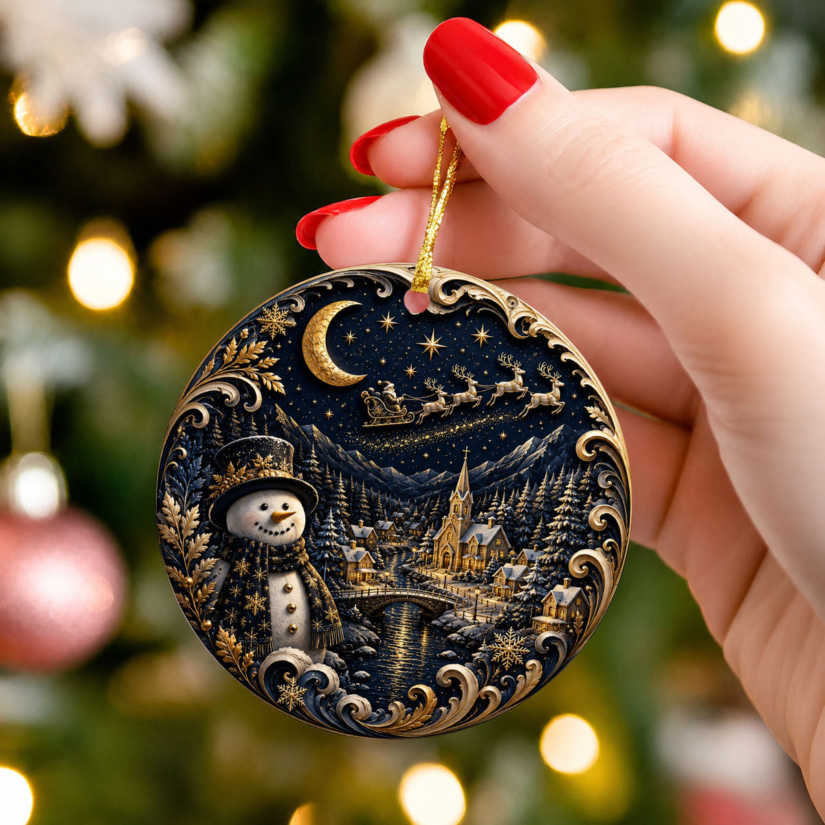 Snowman Christmas Ornament 2026, Cute Snowman Ceramic Ornament, Winter Holiday Tree Decoration