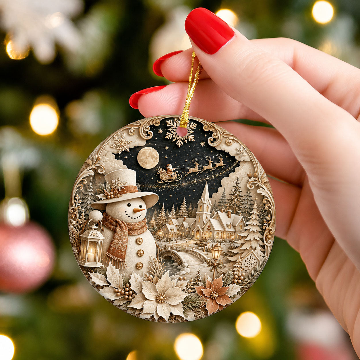 Christmas Snowman Ornament 2026, Cute Winter Ceramic Ornament, Holiday Tree Decoration, Christmas Keepsake Gift