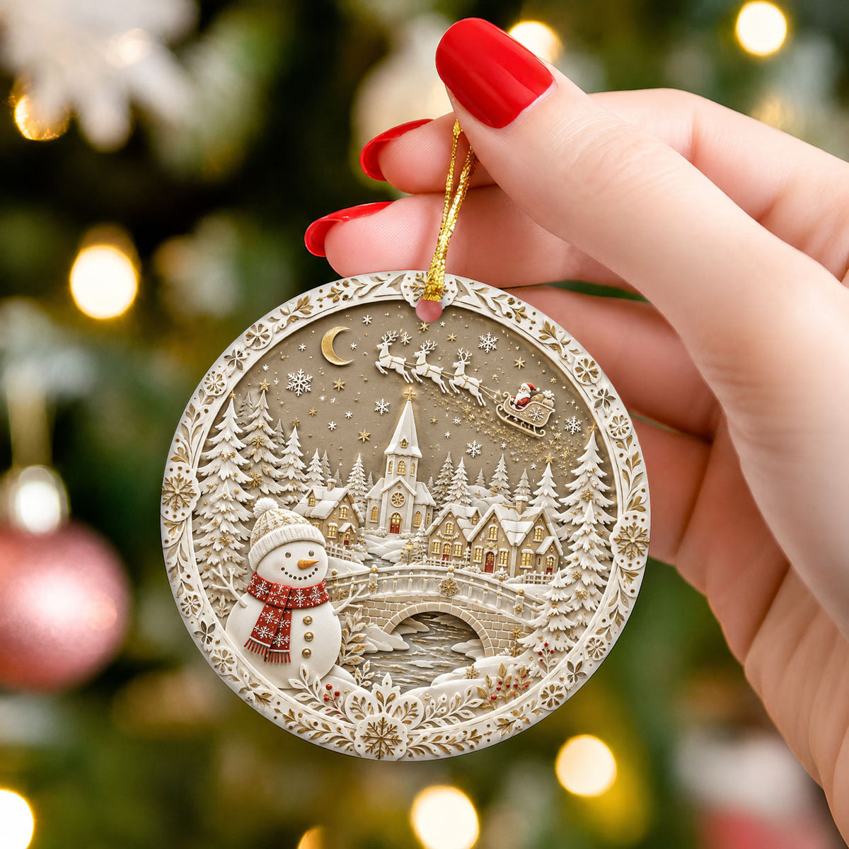 Cozy Snowman Christmas Ornament 2026, Ceramic Holiday Ornament, Winter Tree Decoration, Christmas Keepsake Gift for Loved Ones