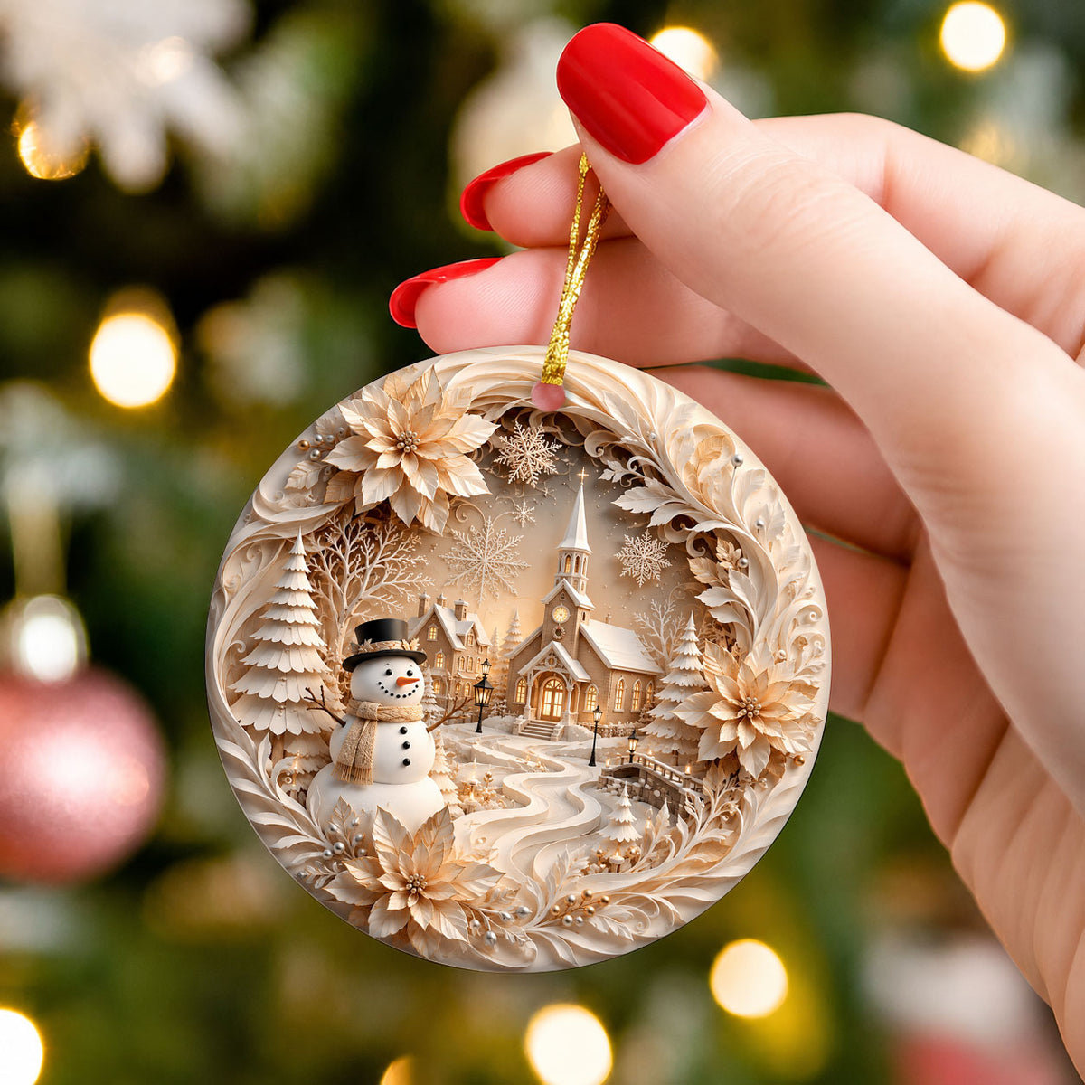 2026 Floral Snowman Christmas Ornament, Elegant Winter Holiday Ornament, Christmas Tree Keepsake, Festive Gift for Home Decor
