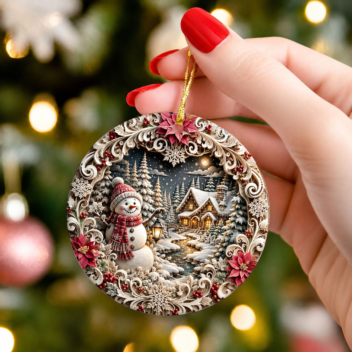 Snowman Christmas Ornament 2026, Cute Snowman Ceramic Ornament, Winter Holiday Tree Decoration