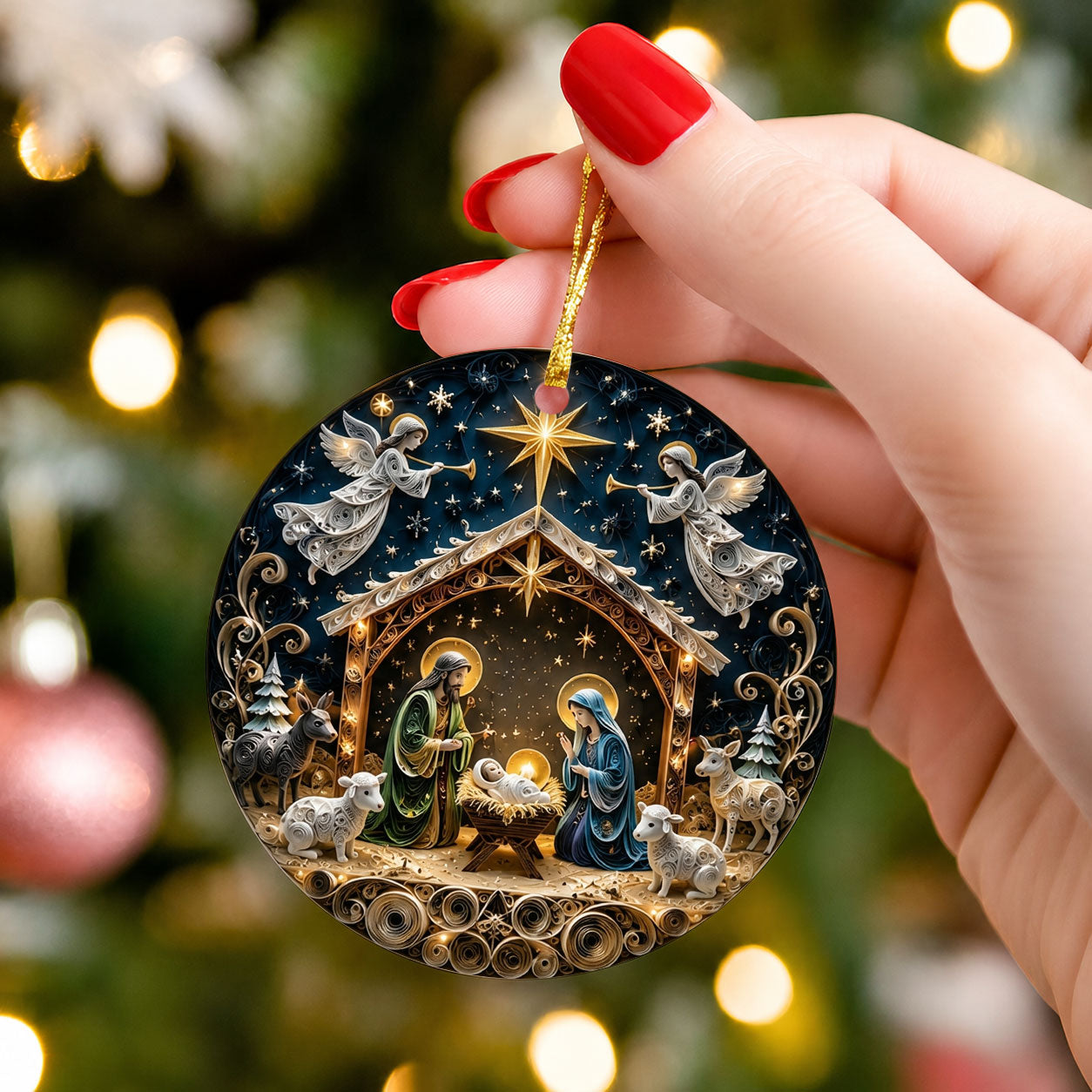 Religious Christmas Ornament 2026, Nativity Star Ceramic Ornament, Holy Night Christian Christmas Tree Decor, Faith Based Holiday Keepsake