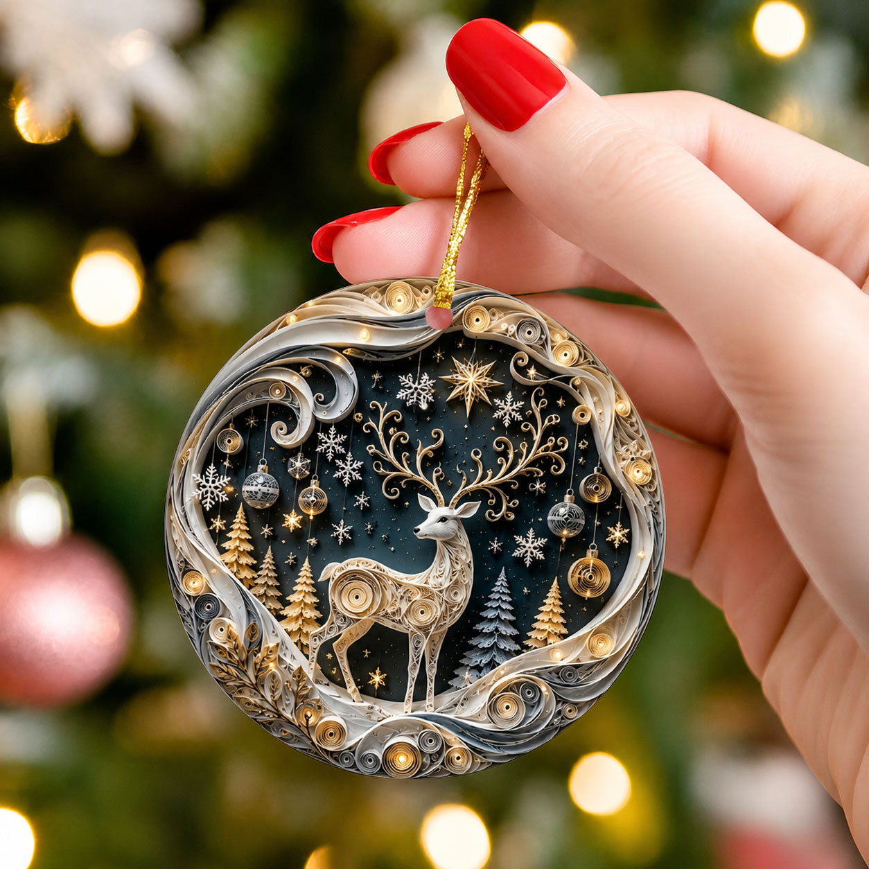 Elegant Deer Ornament 2026, Christmas Ceramic Ornament, Woodland Tree Decoration, Rustic Holiday Keepsake Gift