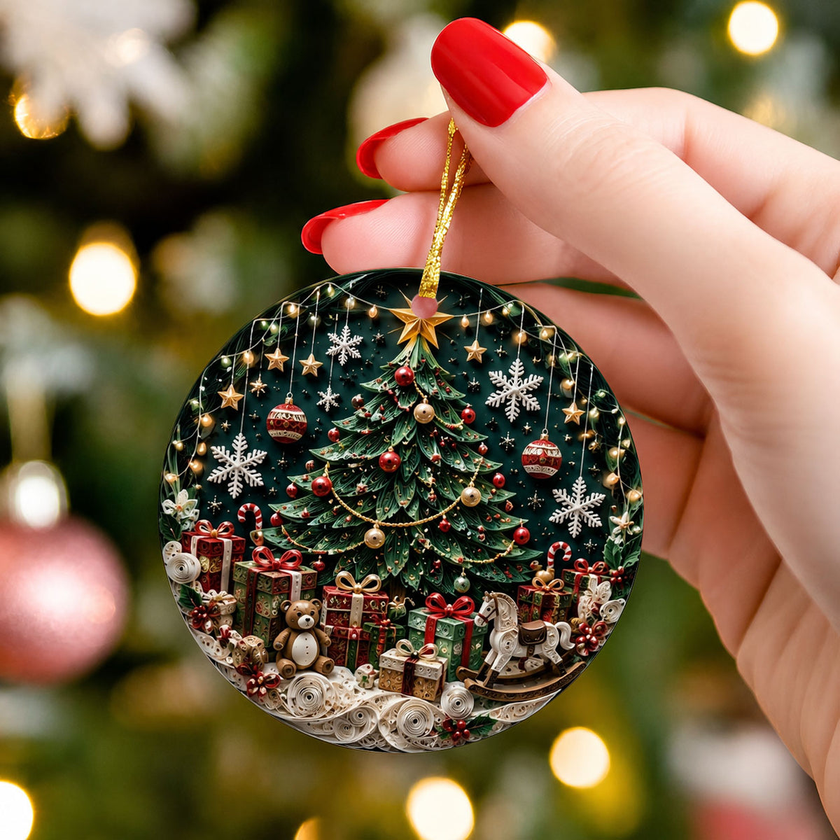 Christmas Tree Keepsake Ornament 2026, Elegant Ceramic Holiday Ornament, Festive Tree Decoration