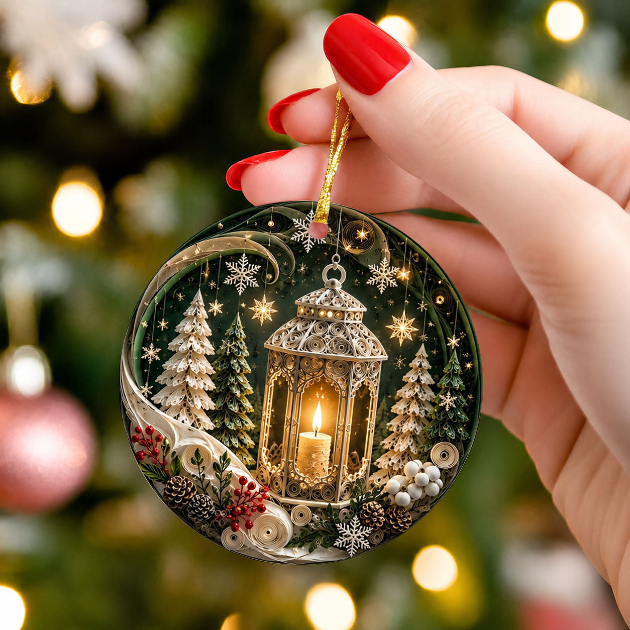 Christmas Ornament 2026, Rustic Lantern Ornament, Winter Woodland Keepsake Gift, Holiday Decor, Xmas Tree Decoration