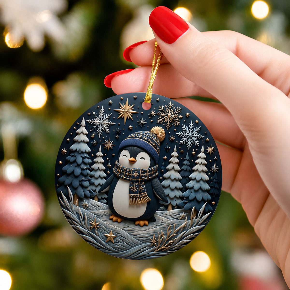 Cute Penguin Christmas Ornament 2026, Winter Penguin Holiday Tree Decoration, Cozy Snow Christmas Keepsake Gift