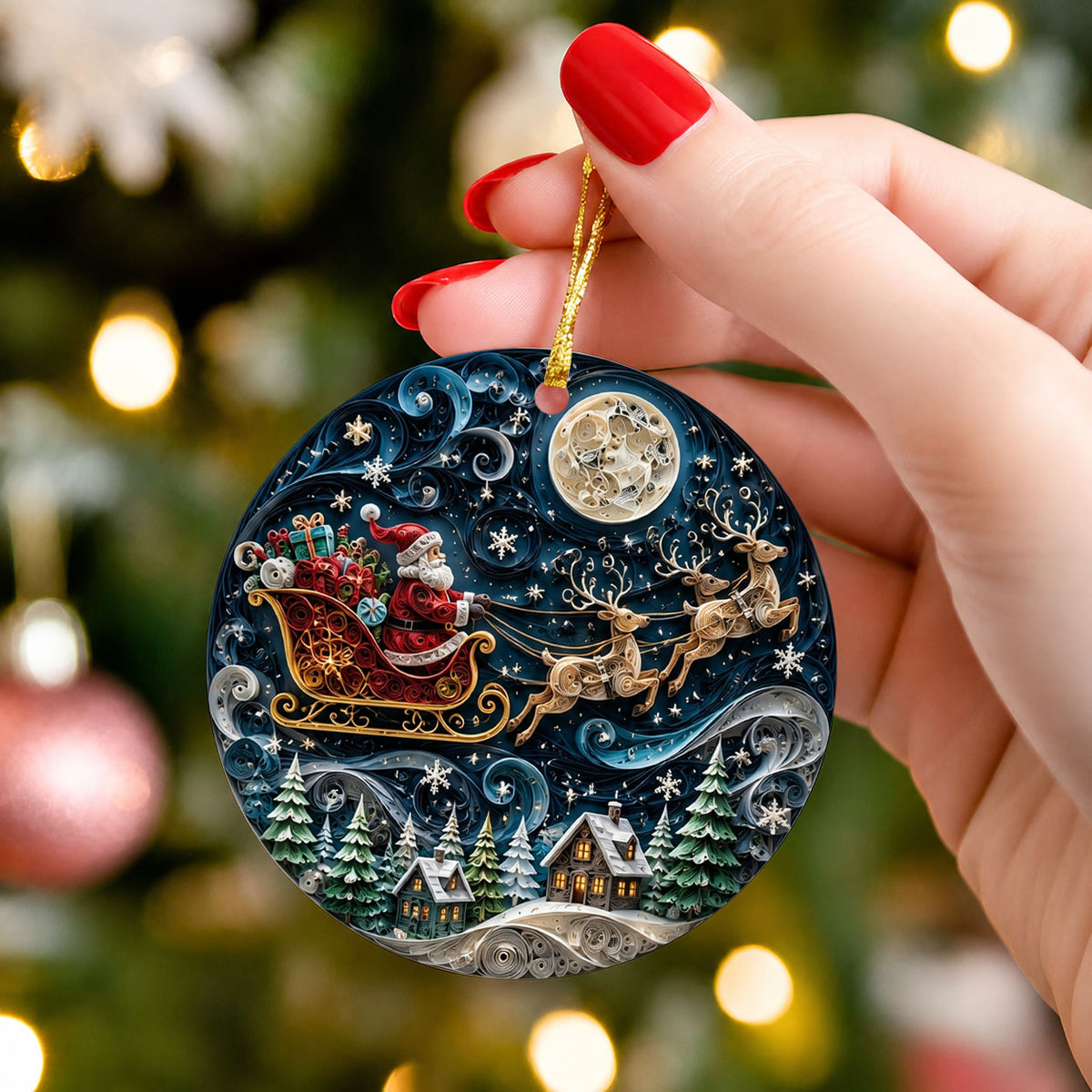 Santa Claus Christmas Ornament 2026, Vintage Santa Ceramic Ornament, Holiday Tree Decoration, Rustic Christmas Keepsake