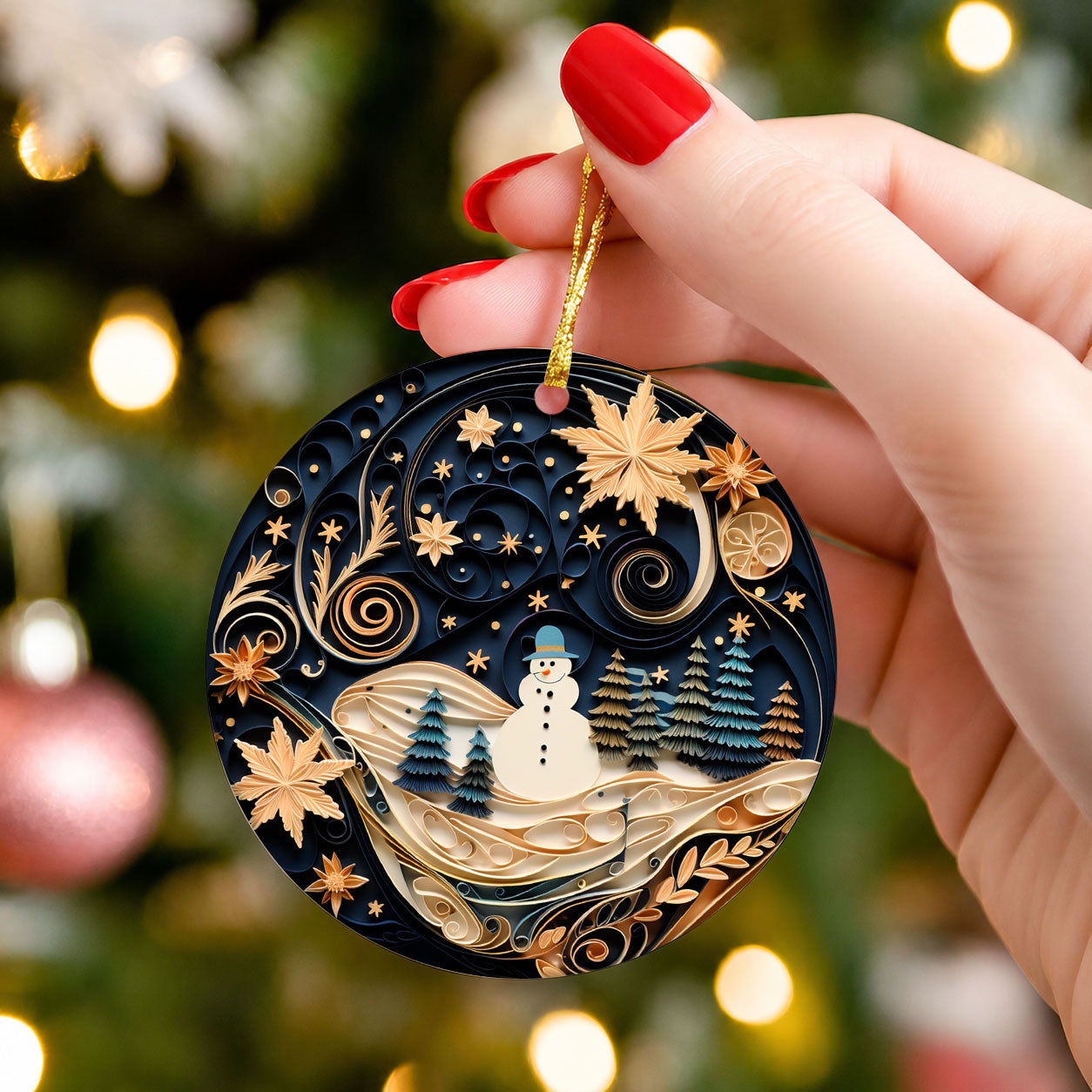 Layered Effect Snowman Christmas Ornament, Christmas 2026 Dated Ornament, Double-Sided Holiday Keepsake, Christmas Tree Gift, Festive Ornament