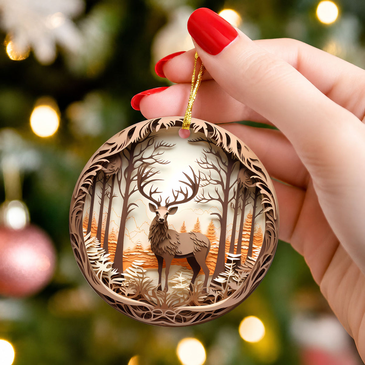 Deer Paper Quilling Effect Ornament 2026, Christmas Ornament, Woodland Christmas Decor, Deer Christmas Gift, Christmas Tree Decor, Holiday Keepsake