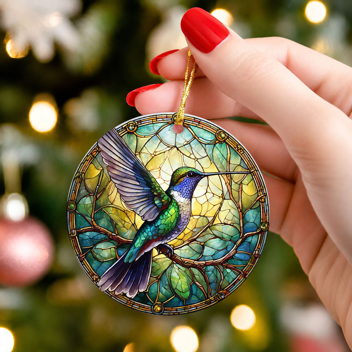 Colorful Hummingbird Stained Glass Ornament 2026, Christmas Ornament, Holiday Tree Decor, Xmas Keepsake